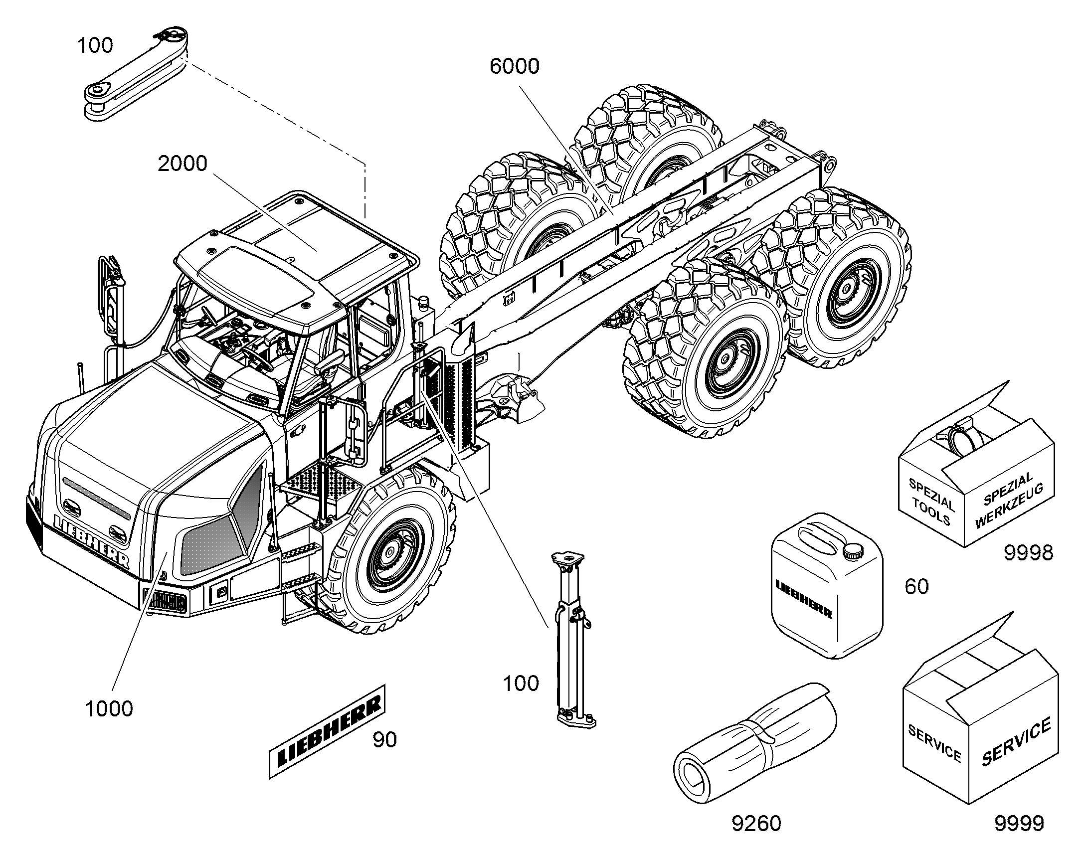РАСПОЛОЖЕНИЕ ТАБЛИЧЕК 94041409 LIEBHERR
