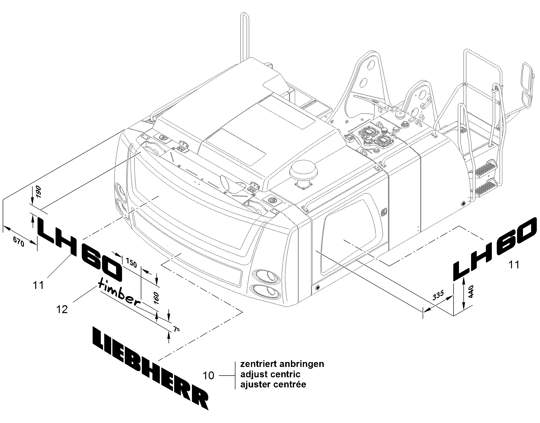 НАКЛЕЙКА TIMBER 345,2mmX71,27mm 94049218 LIEBHERR
