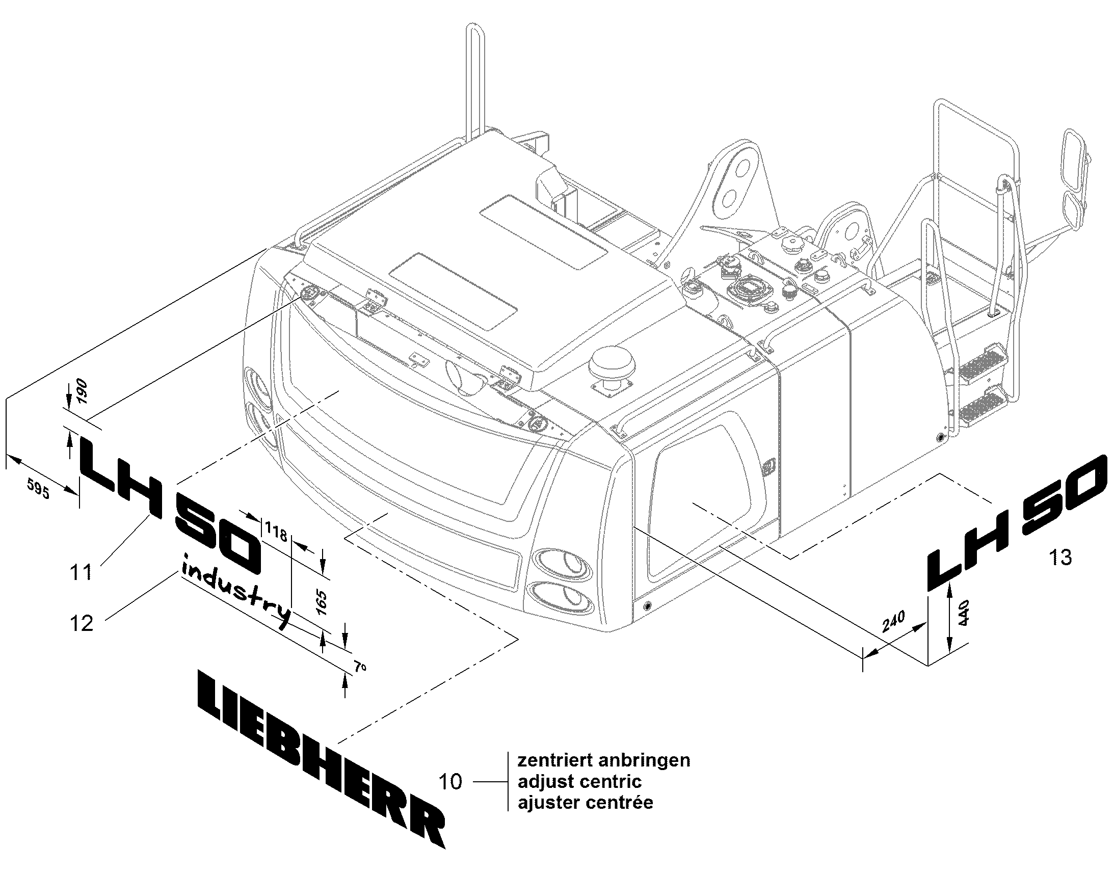 НАКЛЕЙКА LH 50 590,2mmX108mm 94049174 LIEBHERR