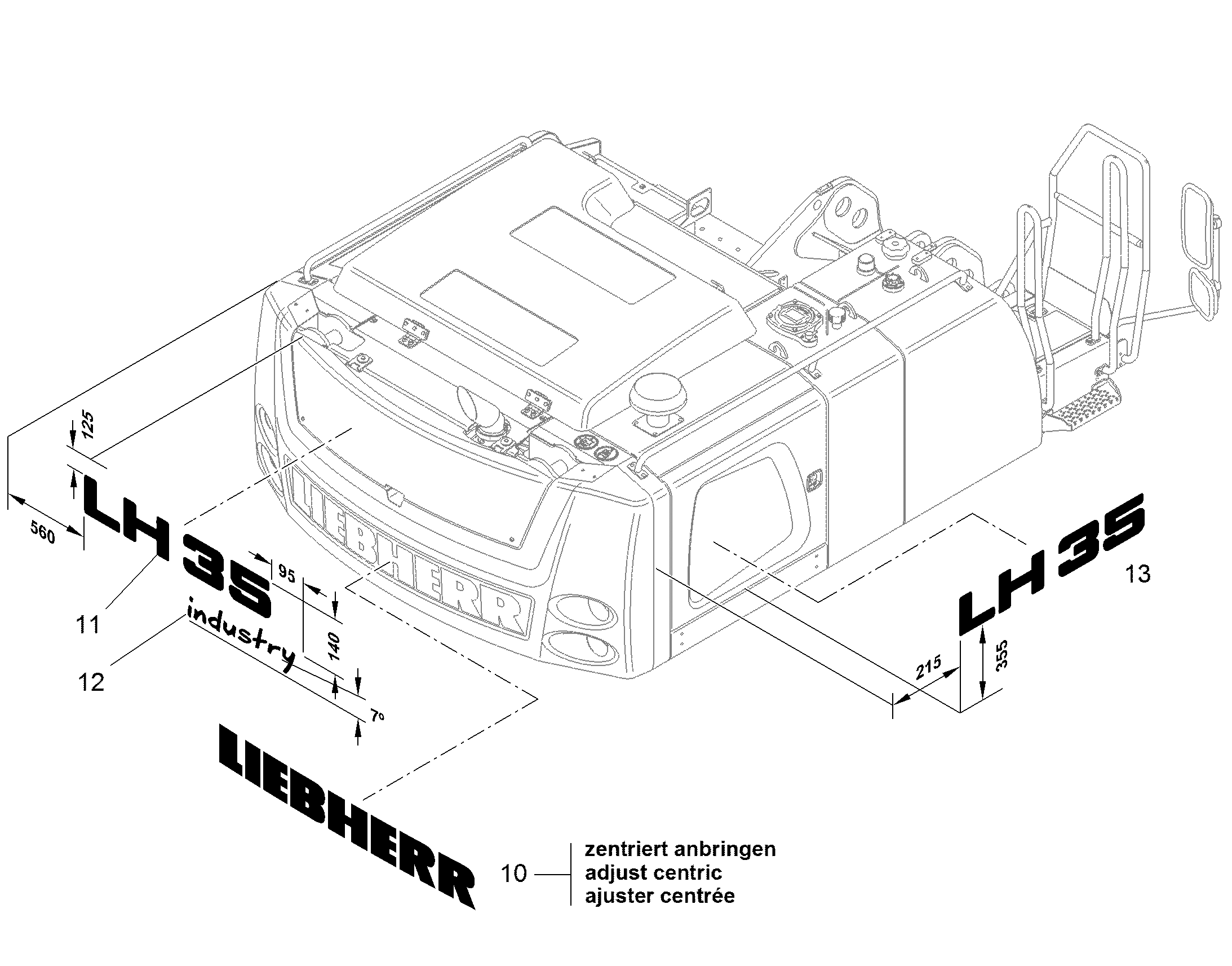 НАКЛЕЙКА LH 35 537,9mmX100mm 94053363 LIEBHERR