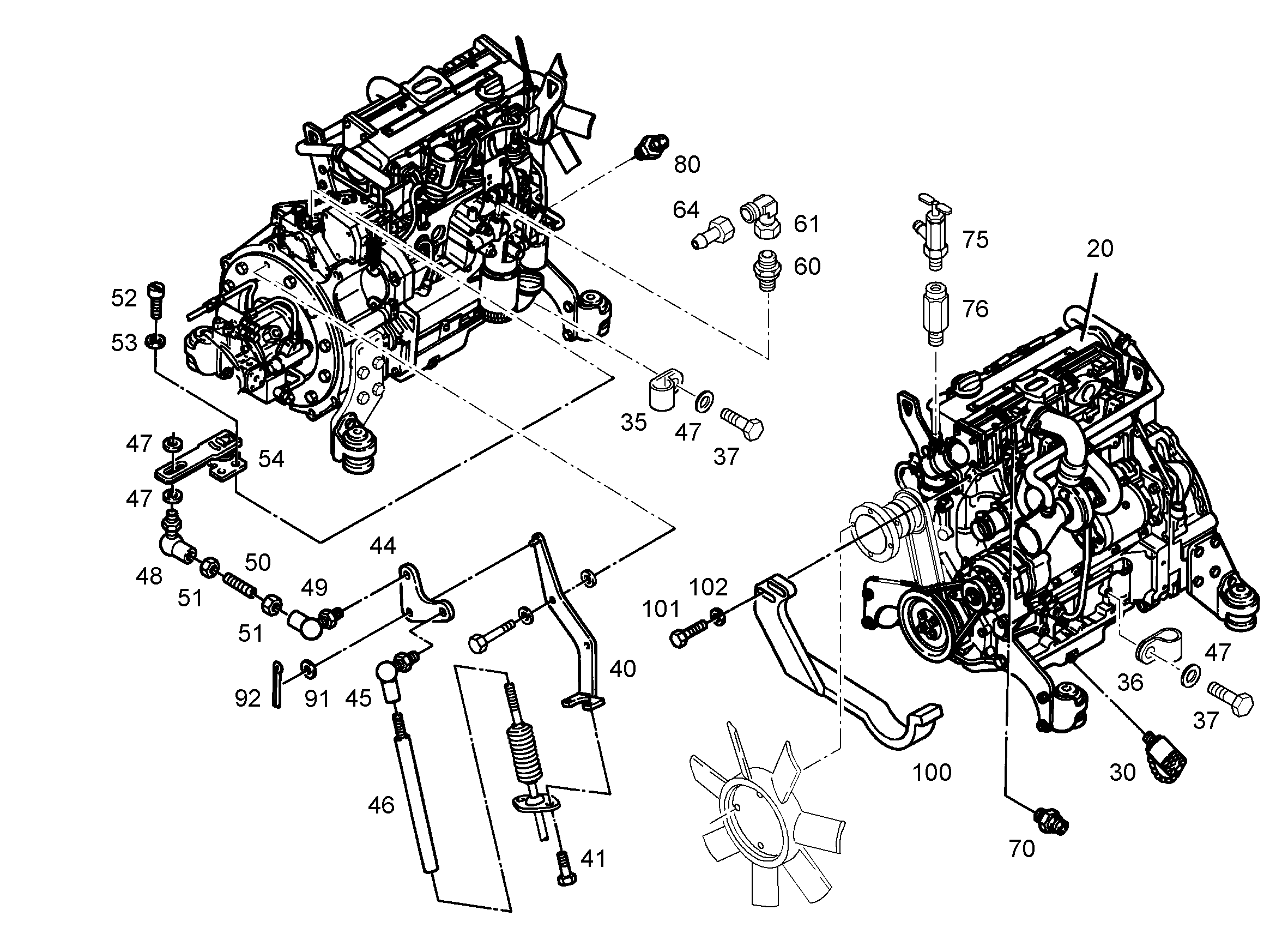 ДВИГАТЕЛЬ ДИЗЕЛЬНЫЙ BF4M1012W 66 kW 5009204 LIEBHERR