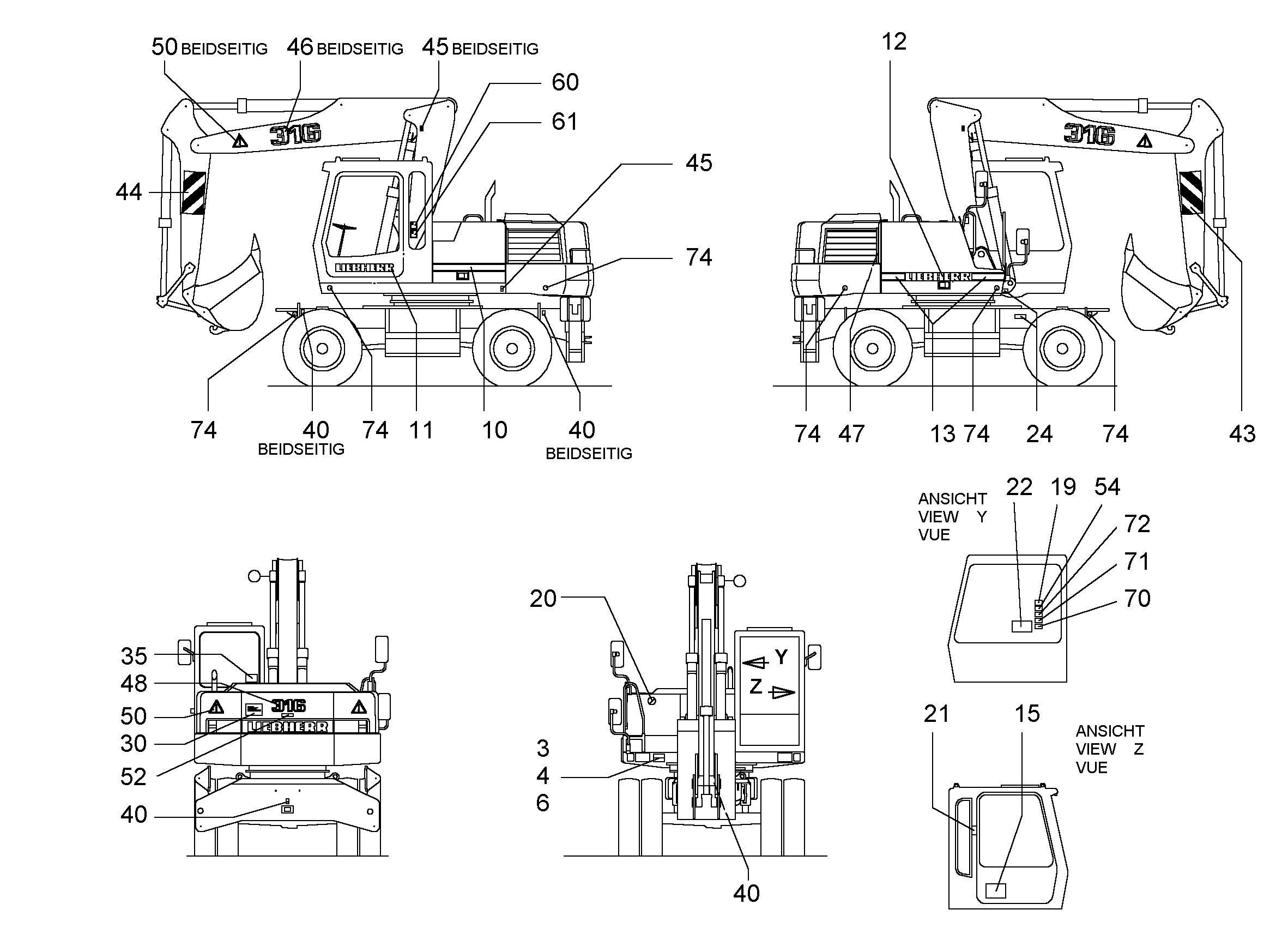 ТАБЛИЧКА СИМВОЛОВ ОБСЛУЖИВАНИЯ 297mmX210mm 9916259 LIEBHERR