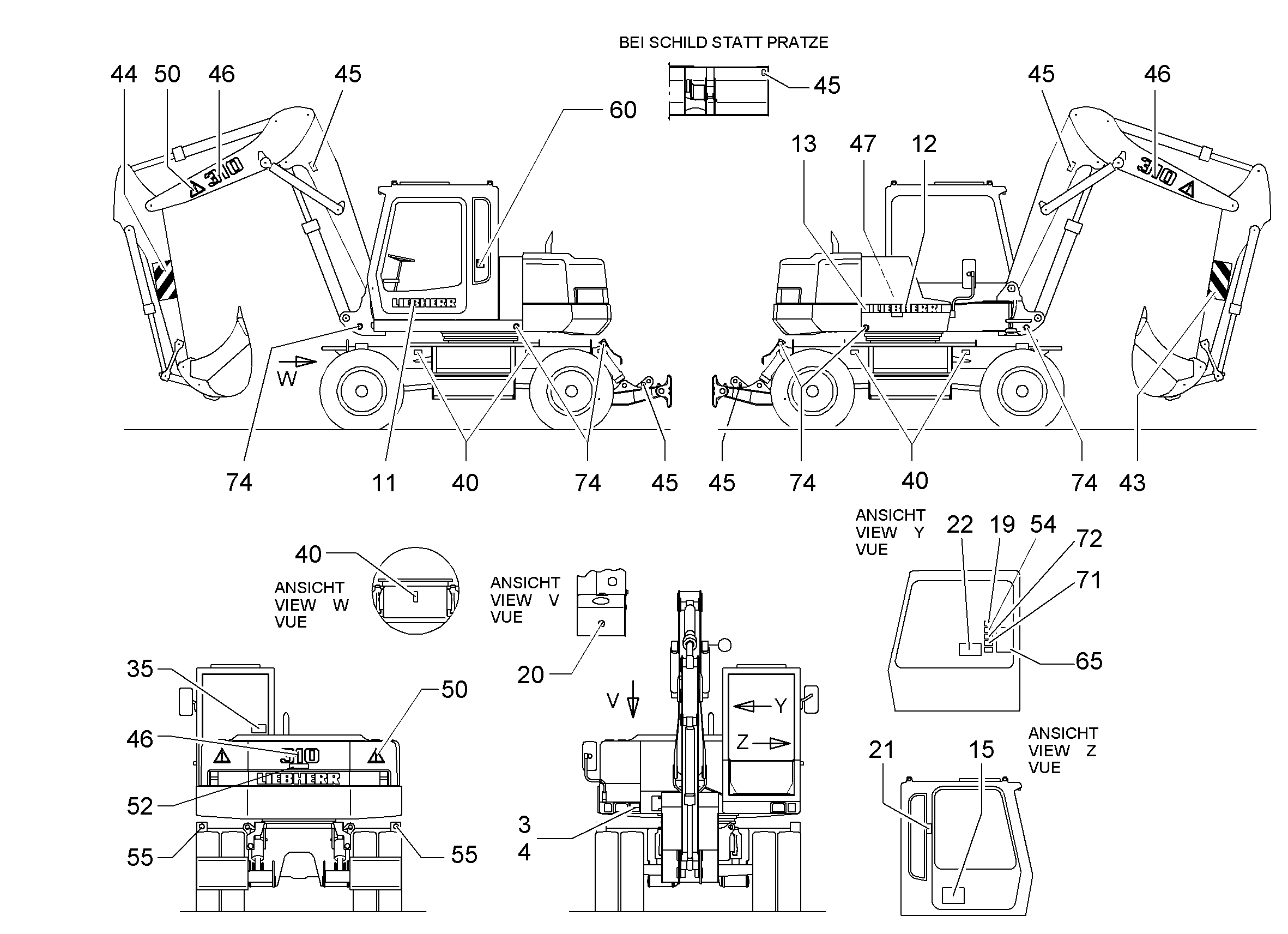 ТАБЛИЧКА СИМВОЛОВ ОБСЛУЖИВАНИЯ 297mmX210mm 9916580 LIEBHERR