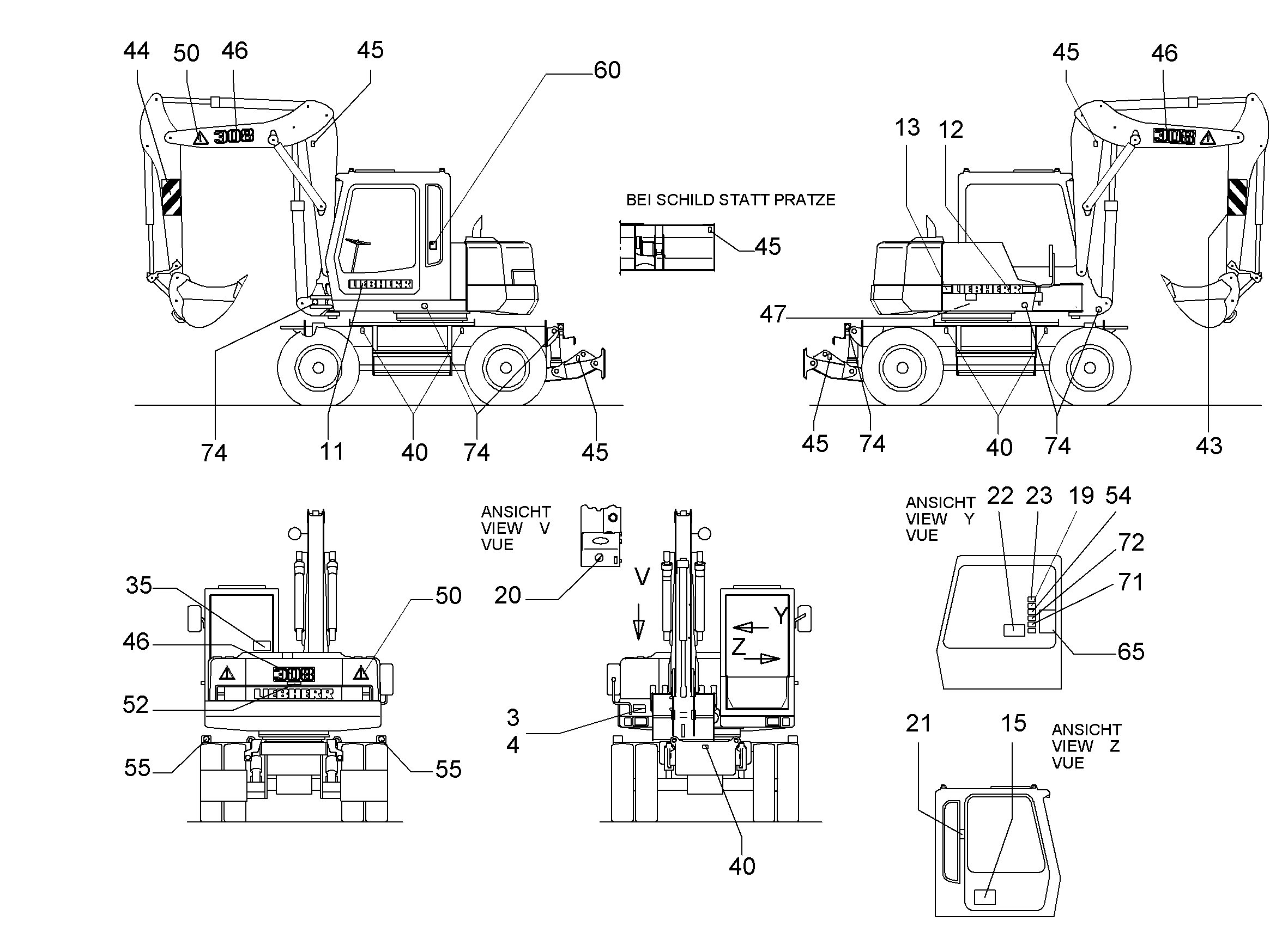 ТАБЛИЧКА МЕХ.ПЕРЕКЛ.ПЕРЕДАЧ 120mmX60mm 9918043 LIEBHERR