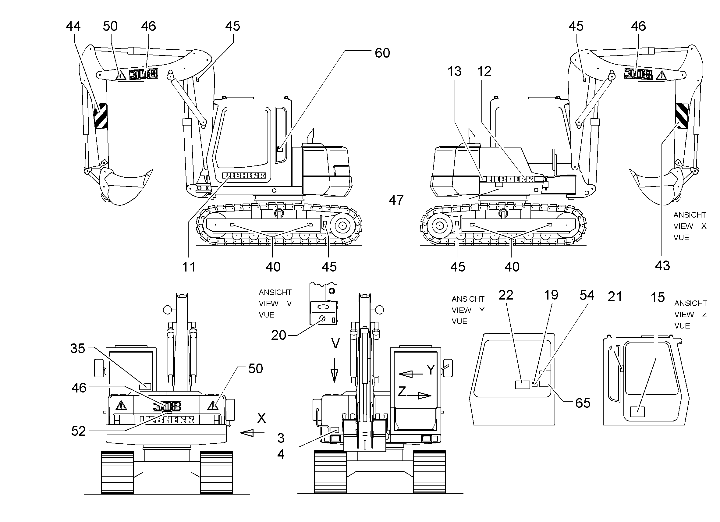 ТАБЛИЧКА СИМВОЛОВ ОБСЛУЖИВАНИЯ 297mmX210mm 9917777 LIEBHERR