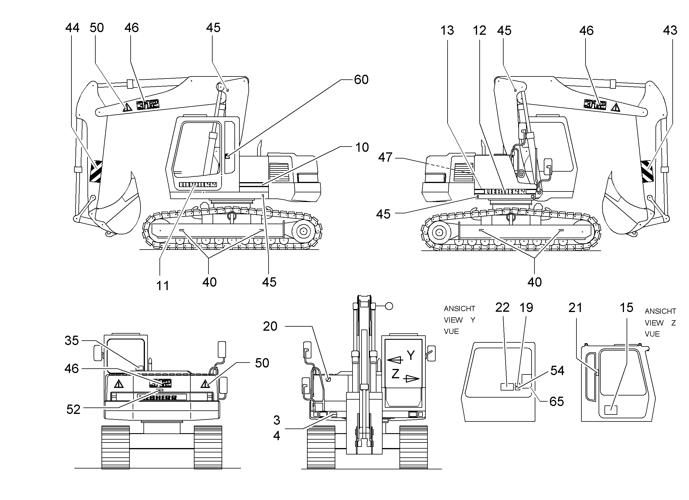 ТАБЛИЧКА СИМВОЛОВ ОБСЛУЖИВАНИЯ 297mmX210mm 9918026 LIEBHERR