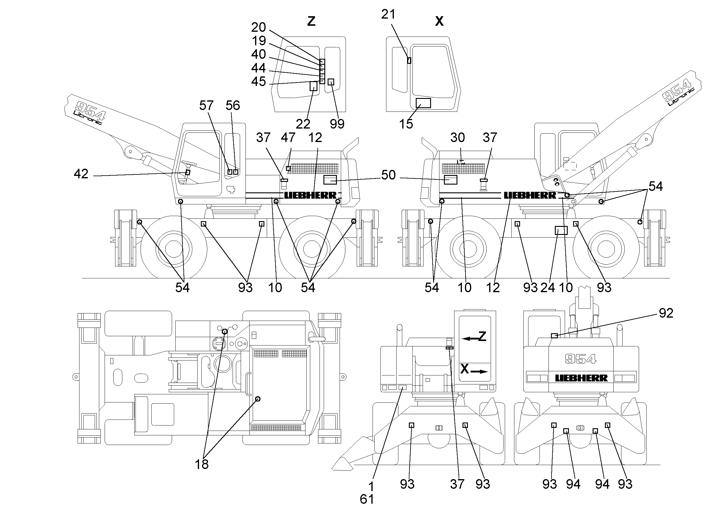 ТАБЛИЧКА СИМВОЛОВ ОБСЛУЖИВАНИЯ 297mmX210mm 9211492 LIEBHERR
