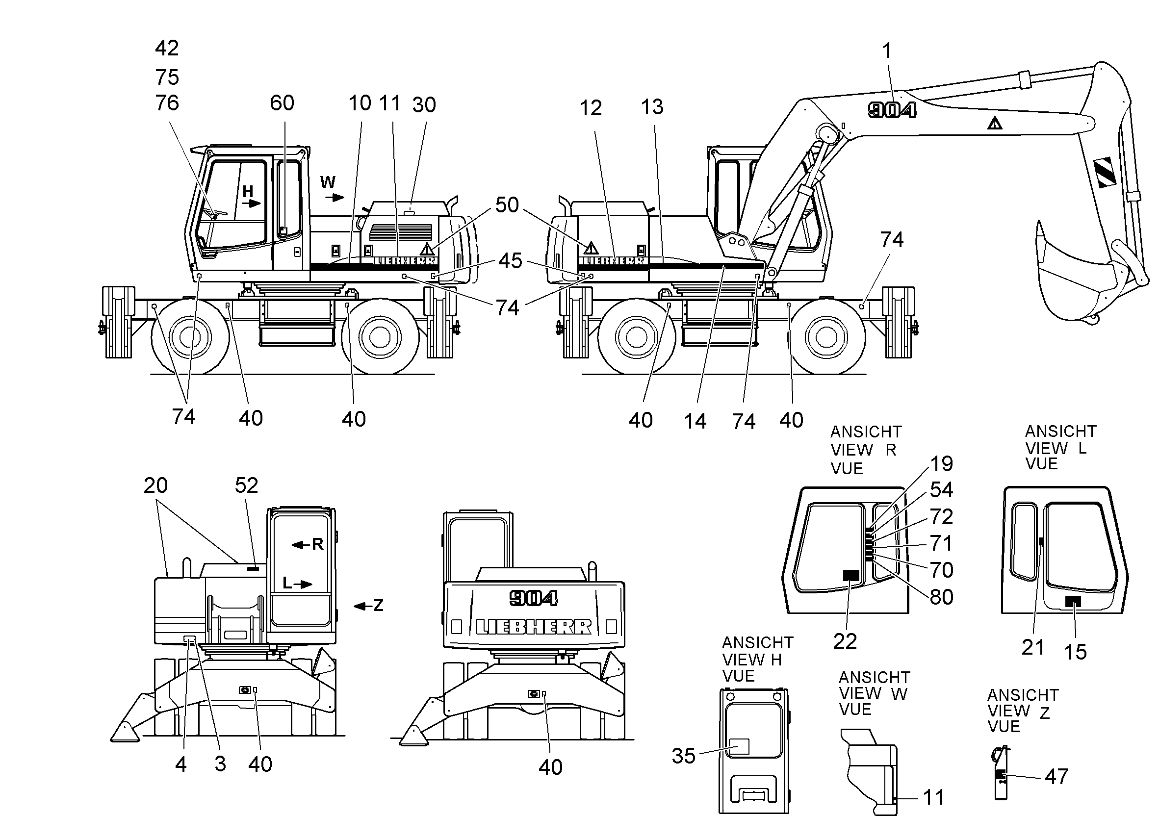 ТАБЛИЧКА СИМВОЛОВ ОБСЛУЖИВАНИЯ 297mmX210mm 9917401 LIEBHERR