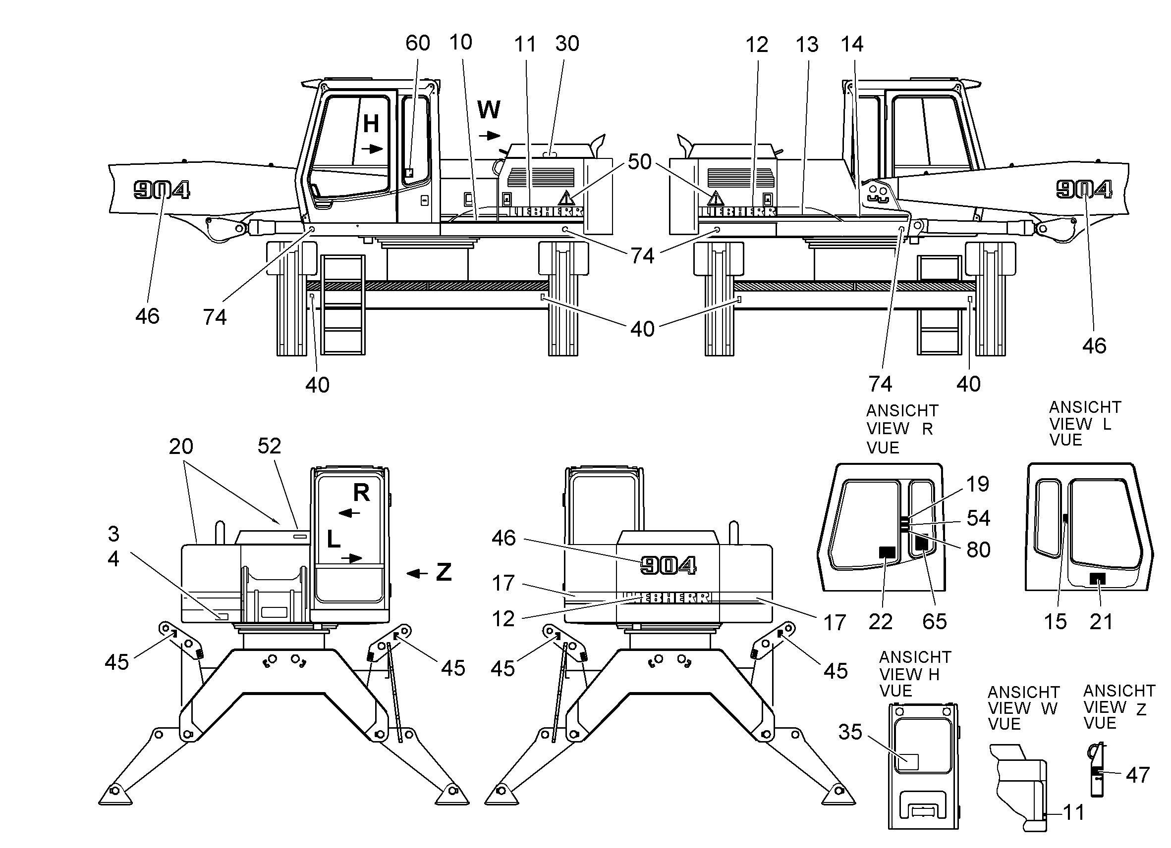 ТАБЛИЧКА СИМВОЛОВ ОБСЛУЖИВАНИЯ 297mmX210mm 9914208 LIEBHERR