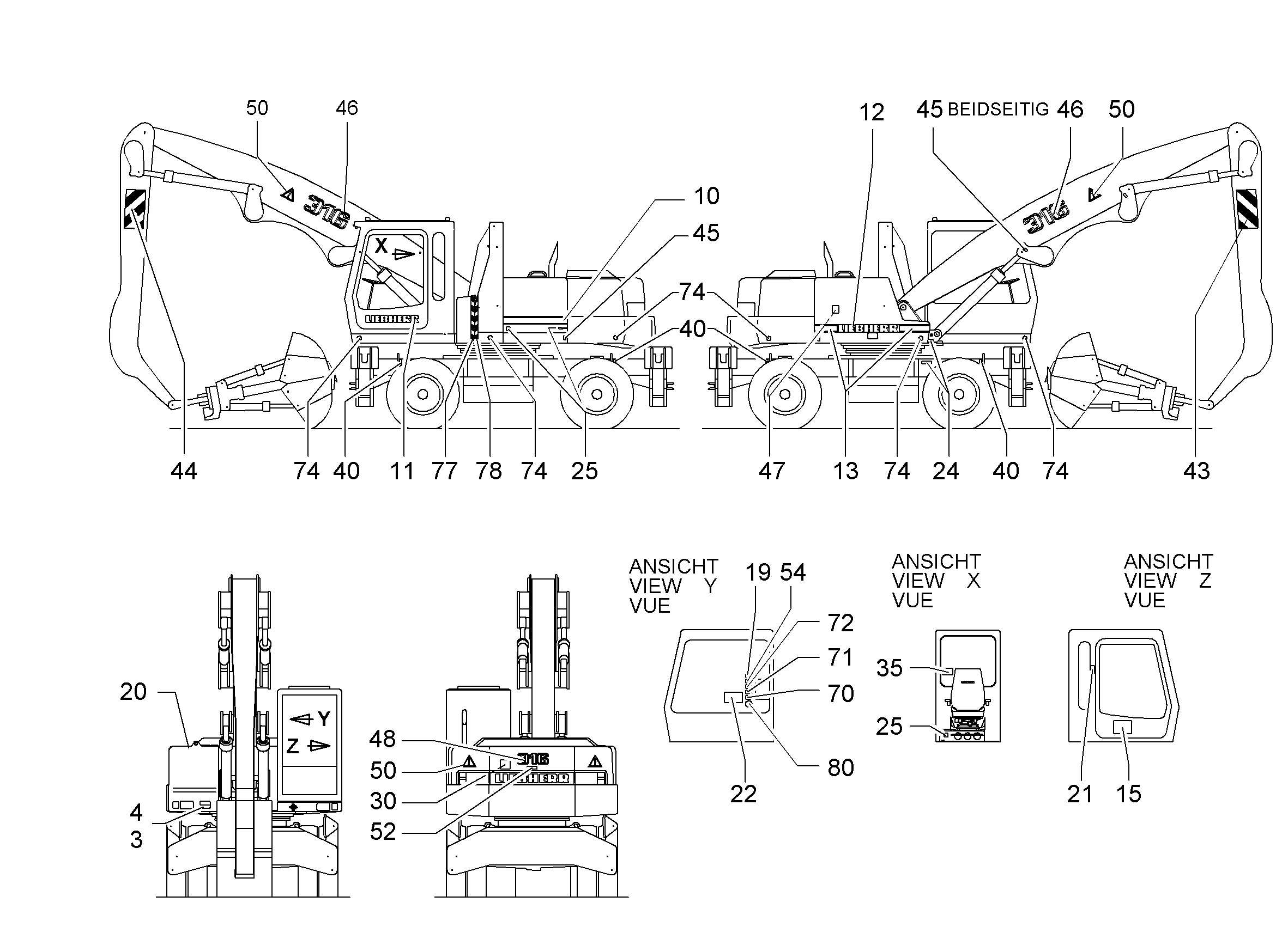 ТАБЛИЧКА СИМВОЛОВ ОБСЛУЖИВАНИЯ 297mmX210mm 9920370 LIEBHERR