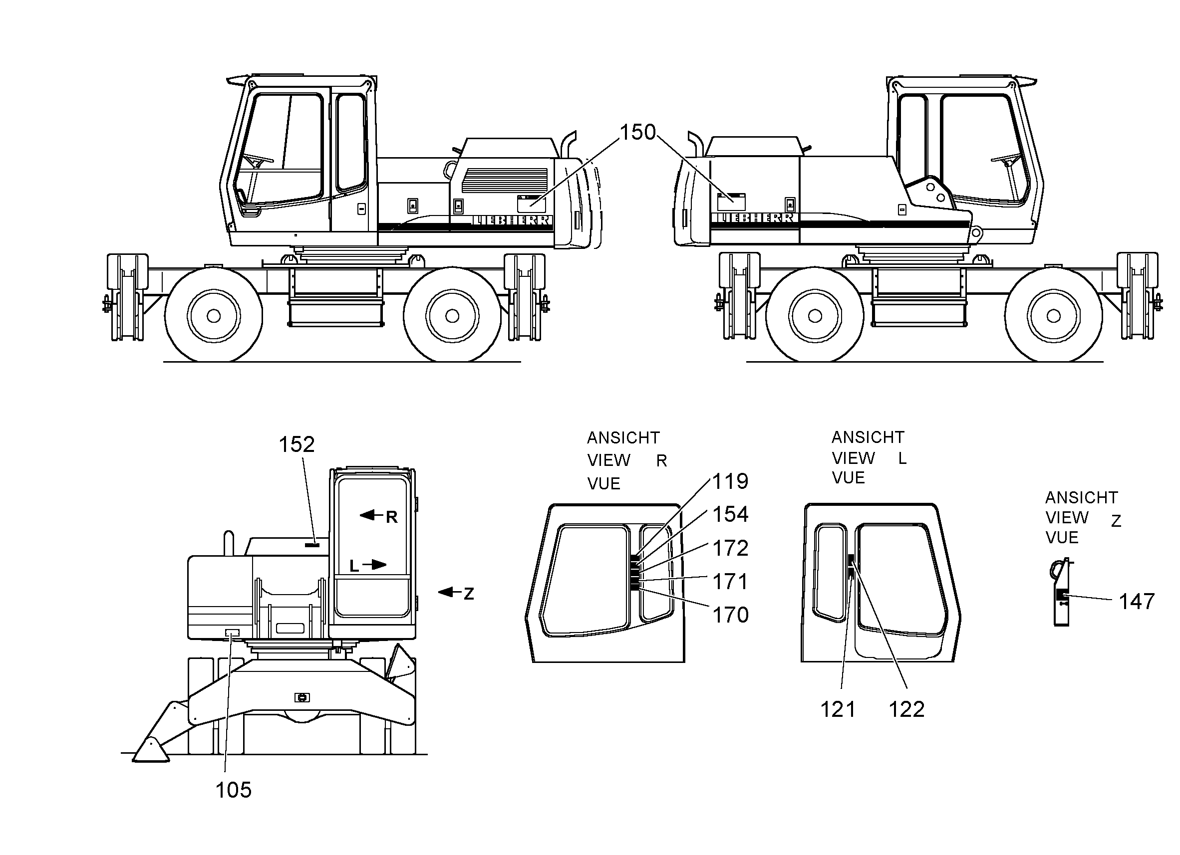 ТАБЛИЧКА СИМВОЛОВ ОБСЛУЖИВАНИЯ 297mmX210mm 9923578 LIEBHERR