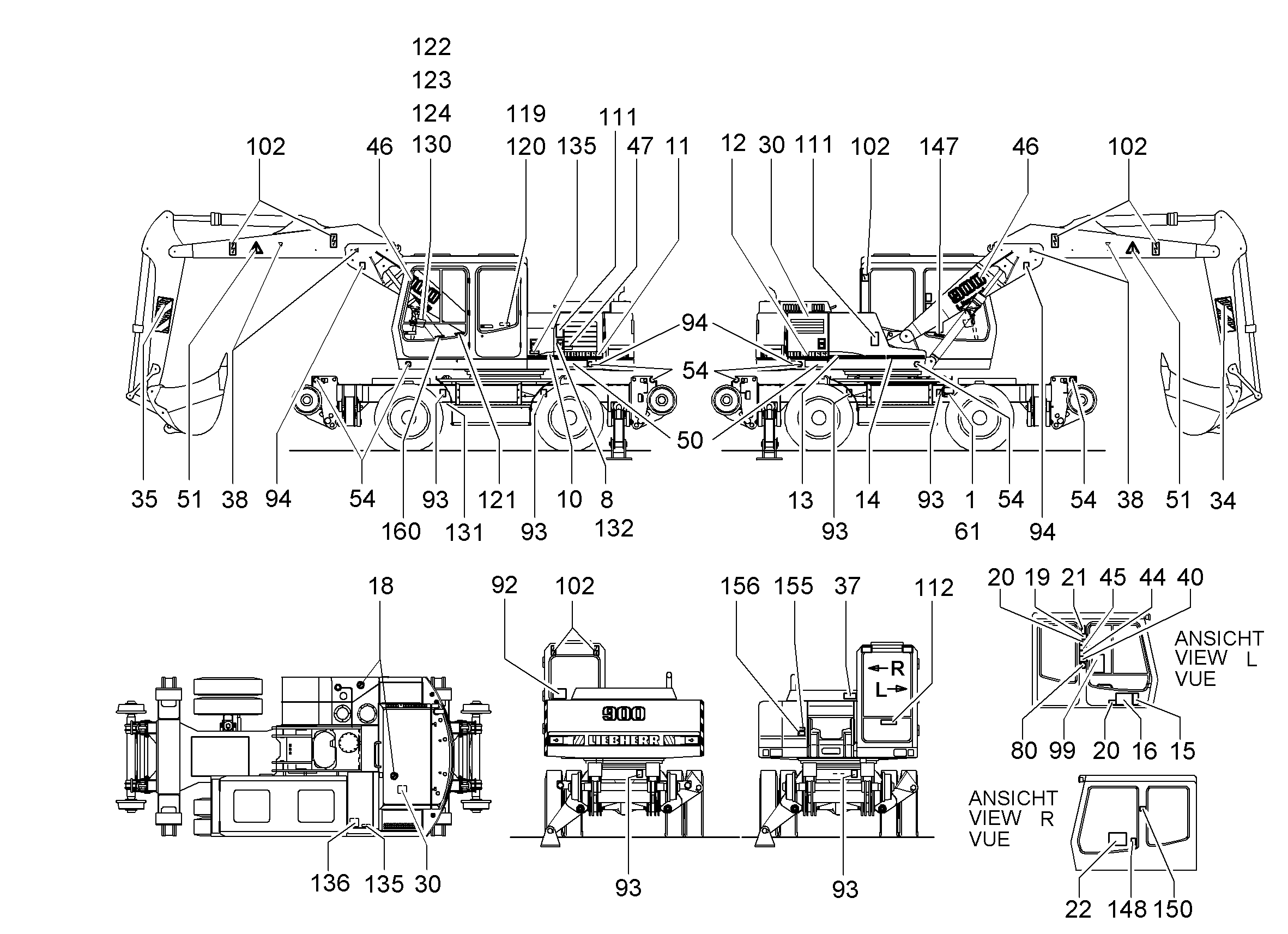 ТАБЛИЧКА NOTBREMSE 80mmX20mm 9922124 LIEBHERR