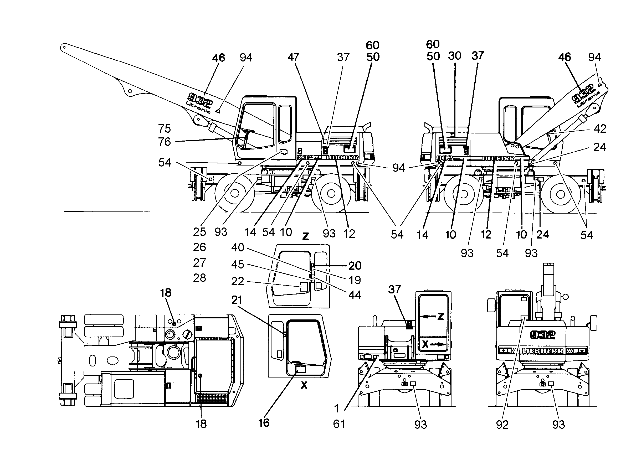 ТАБЛИЧКА СИМВОЛОВ ОБСЛУЖИВАНИЯ 297mmX210mm 9923549 LIEBHERR