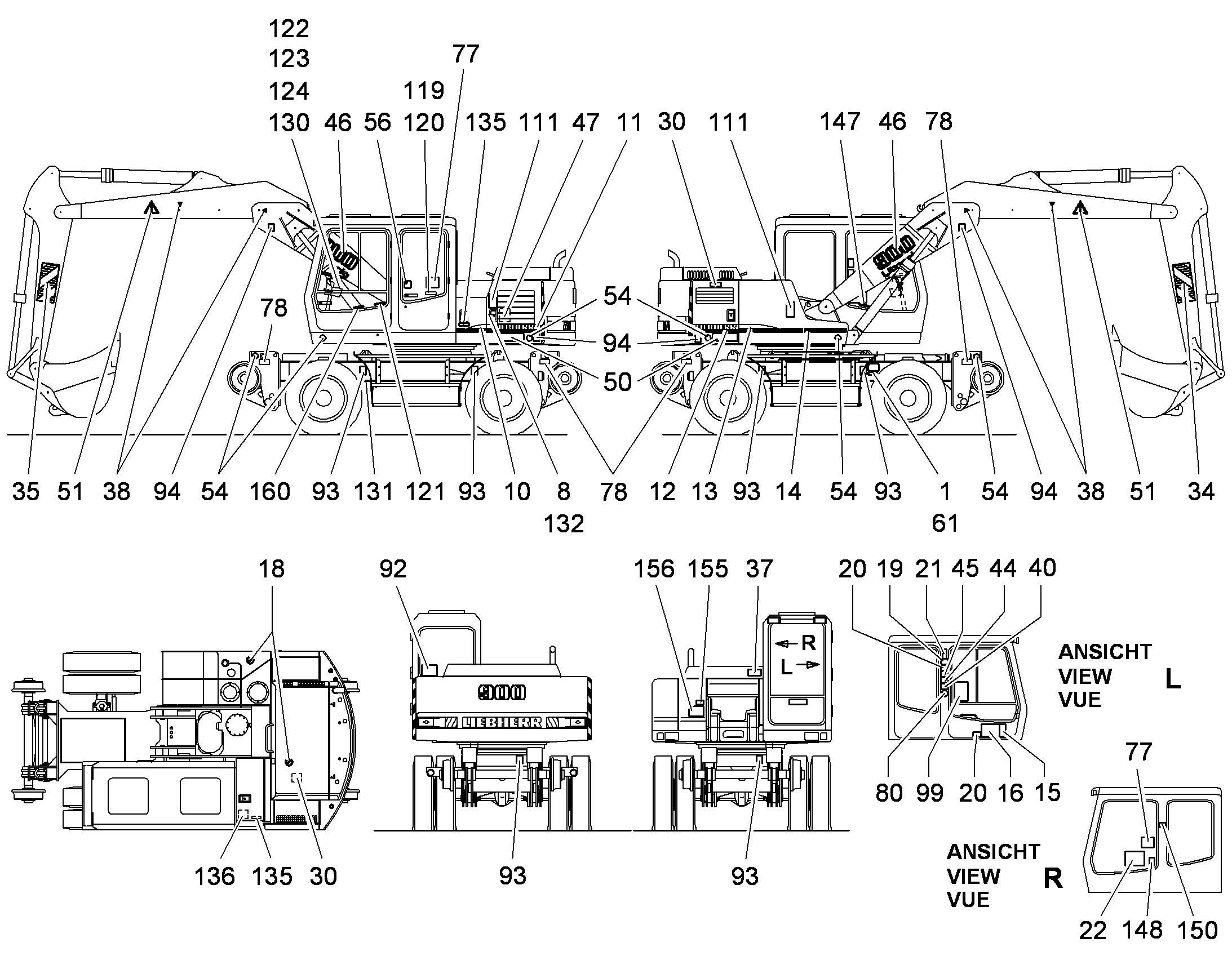 ТАБЛИЧКА АНГЛИЙСКАЯ 170mmX150mm 9286680 LIEBHERR