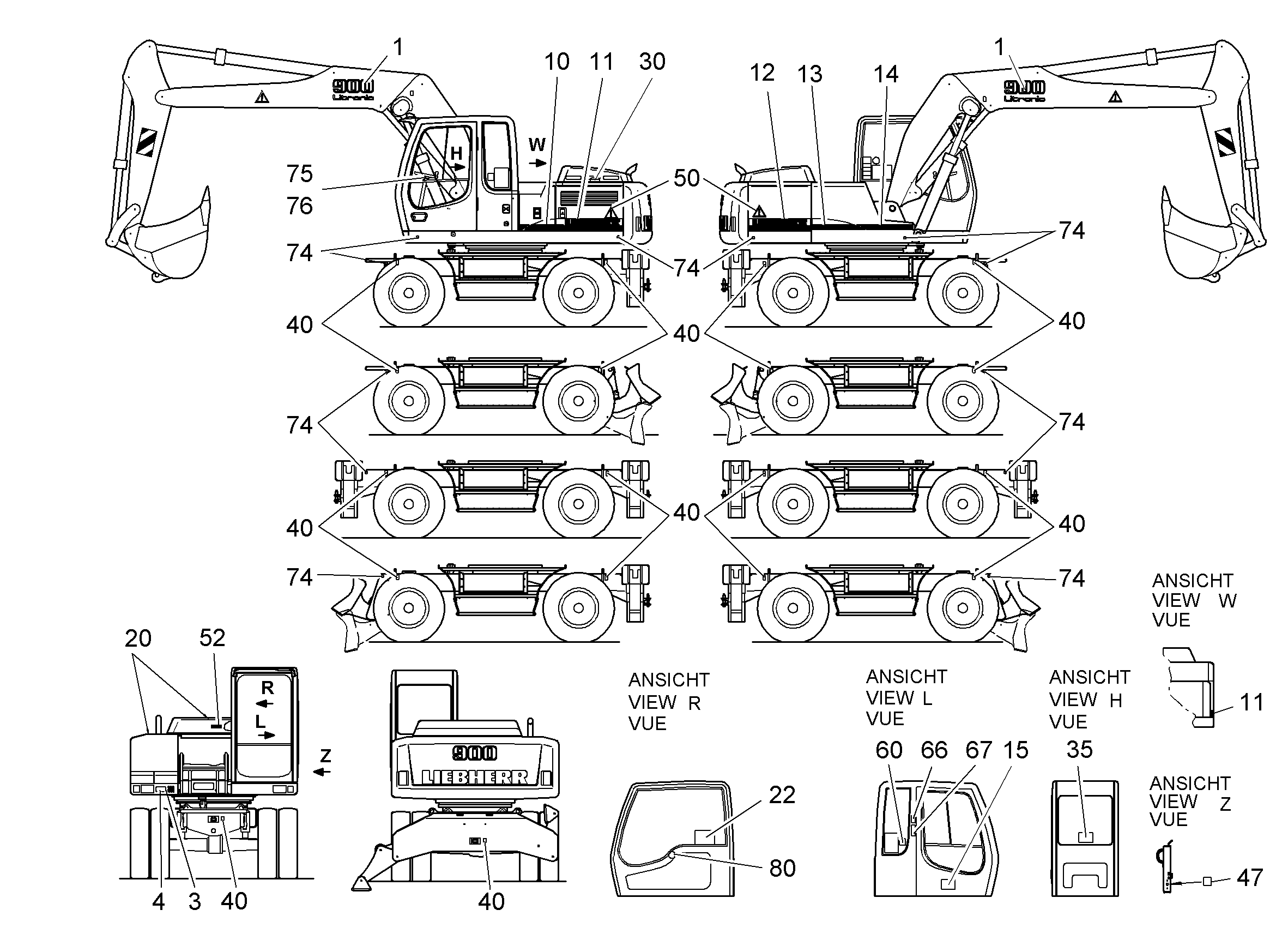 НАКЛЕЙКА 605mmX160mm 9281583 LIEBHERR