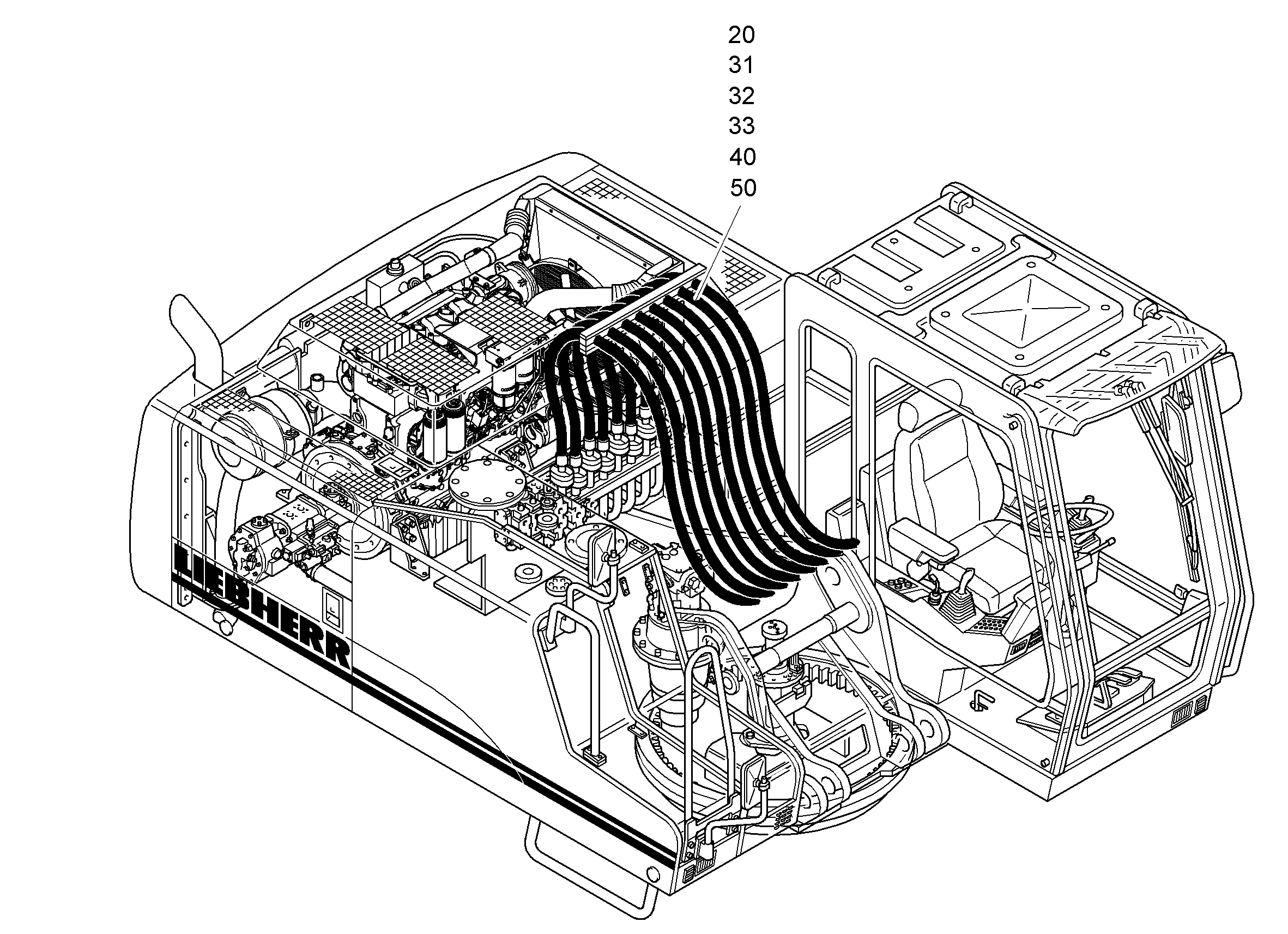 РАСПОЛОЖЕНИЕ КЛАПАНОВ 9586095 LIEBHERR