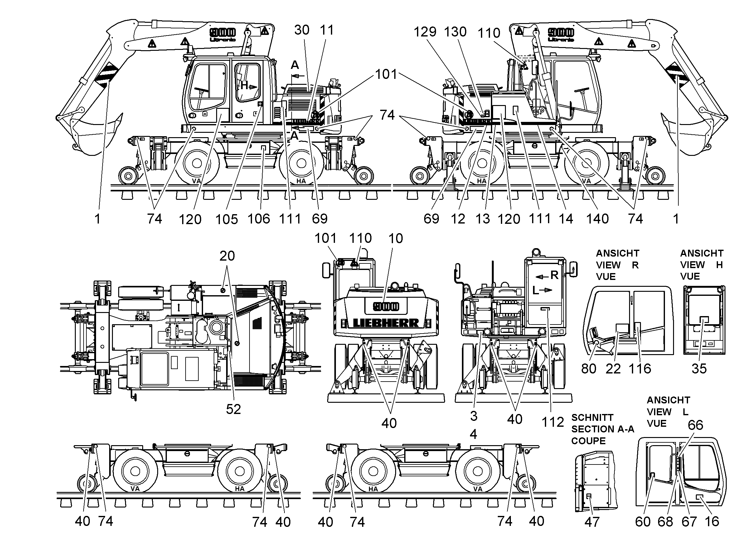 ТАБЛИЧКИ НА ОБОРУДОВАНИИ 9596150 LIEBHERR