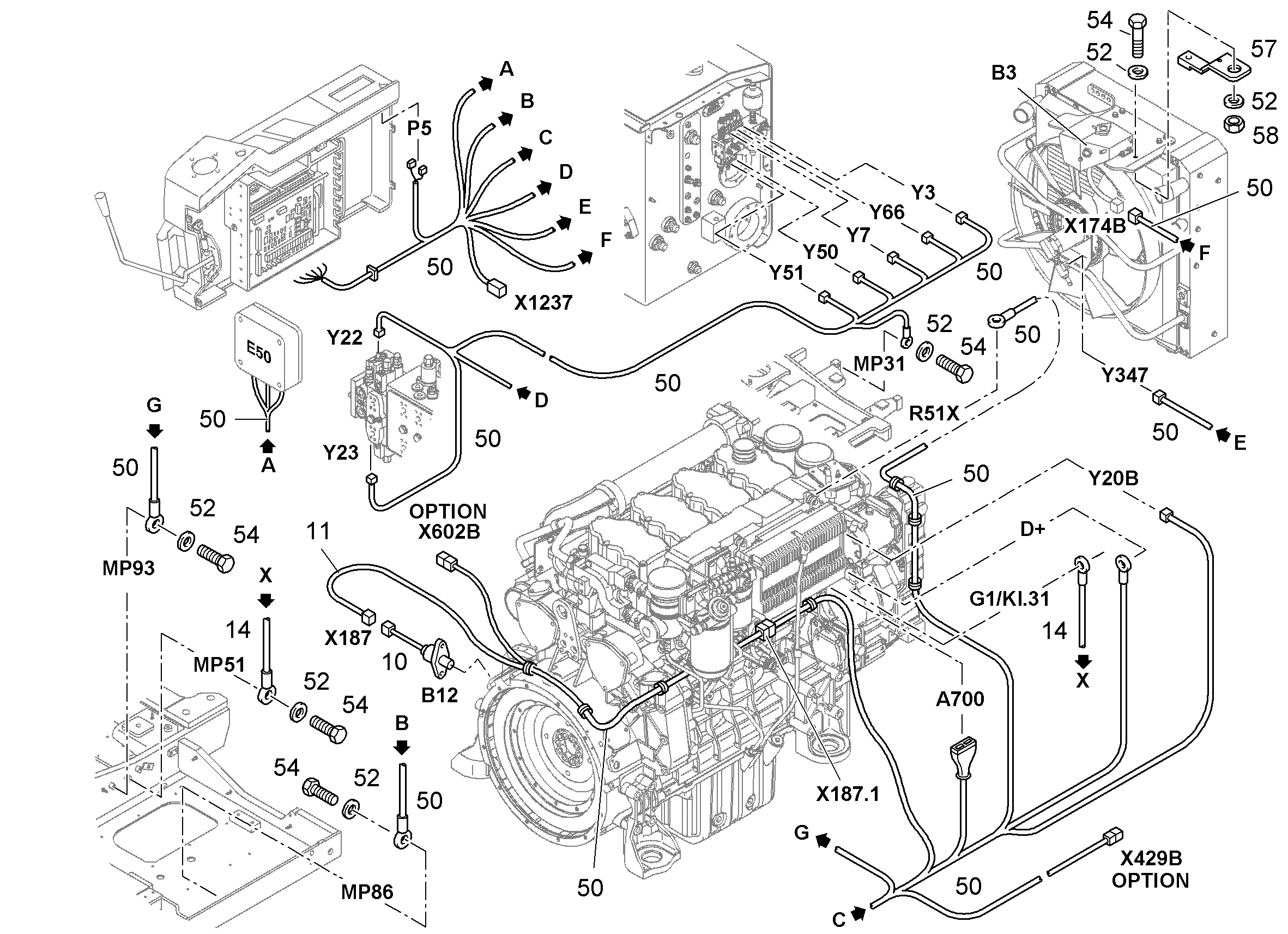 КОМПЛЕКТ КАБЕЛЕЙ ДВИГАТЕЛЯ 9595921 LIEBHERR