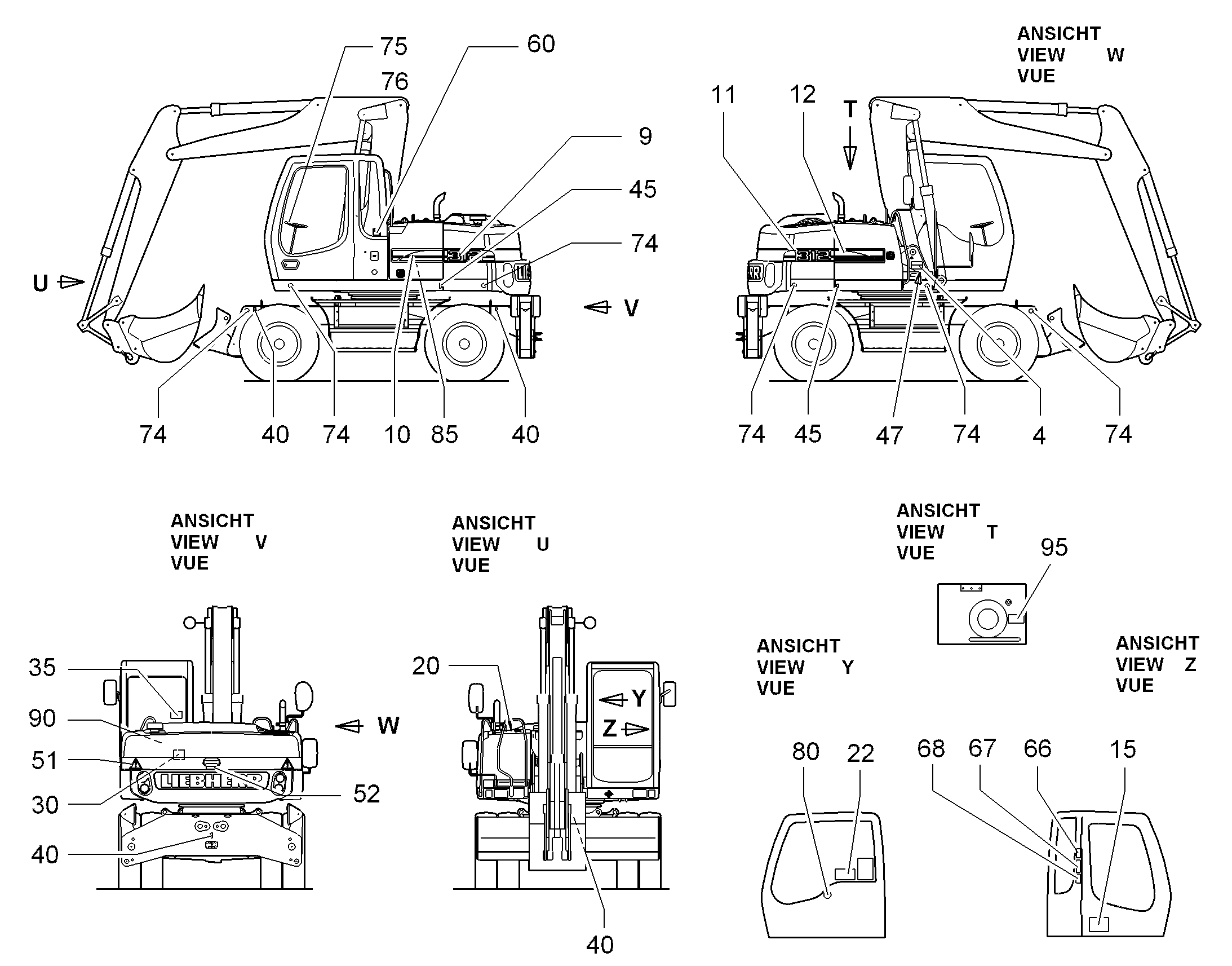 НАКЛЕЙКА СПРАВА 312 730mmX140mm 9624711 LIEBHERR