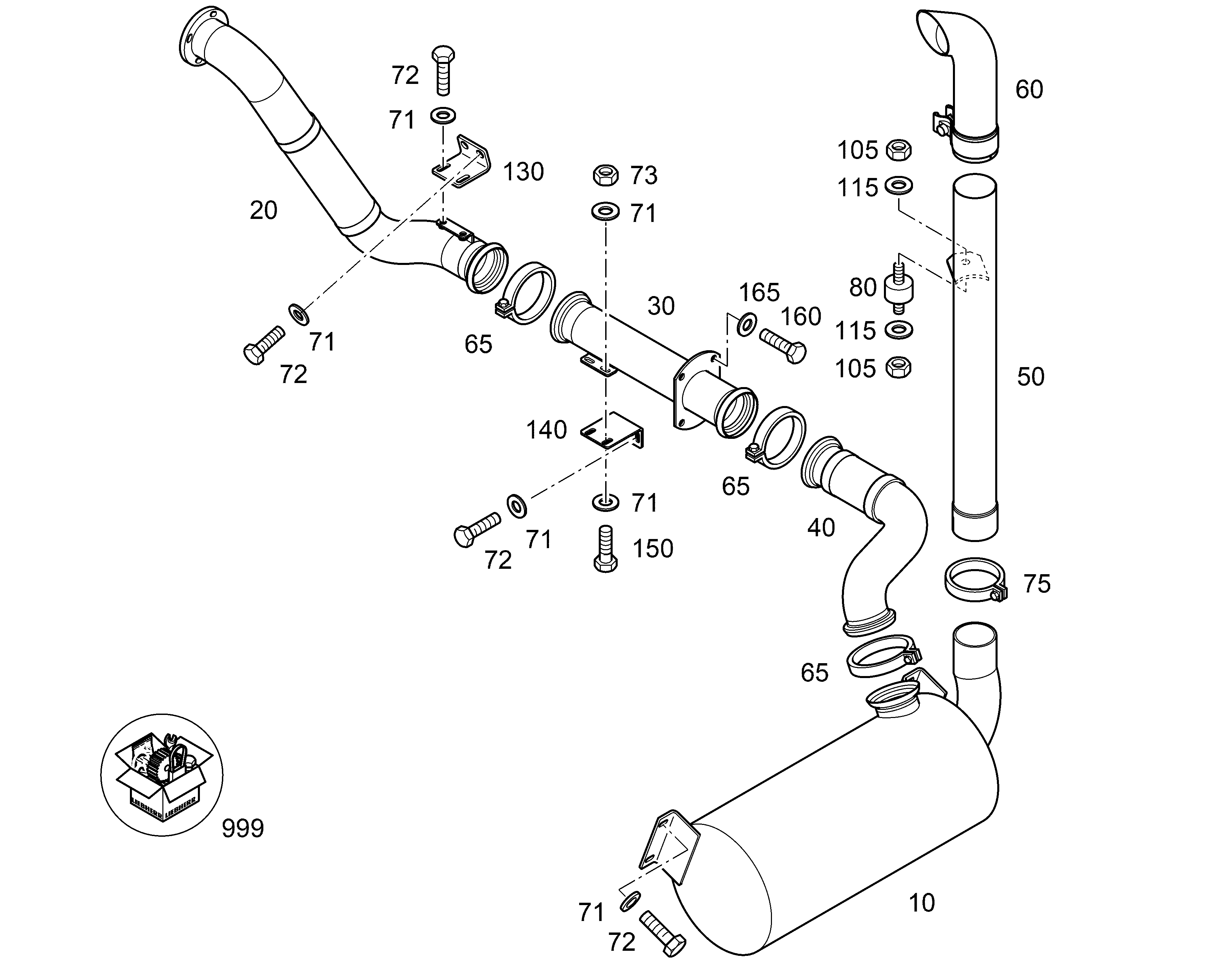 ШЛАНГ ОТХОДЯЩИХ ГАЗОВ 76X150 10411641 LIEBHERR