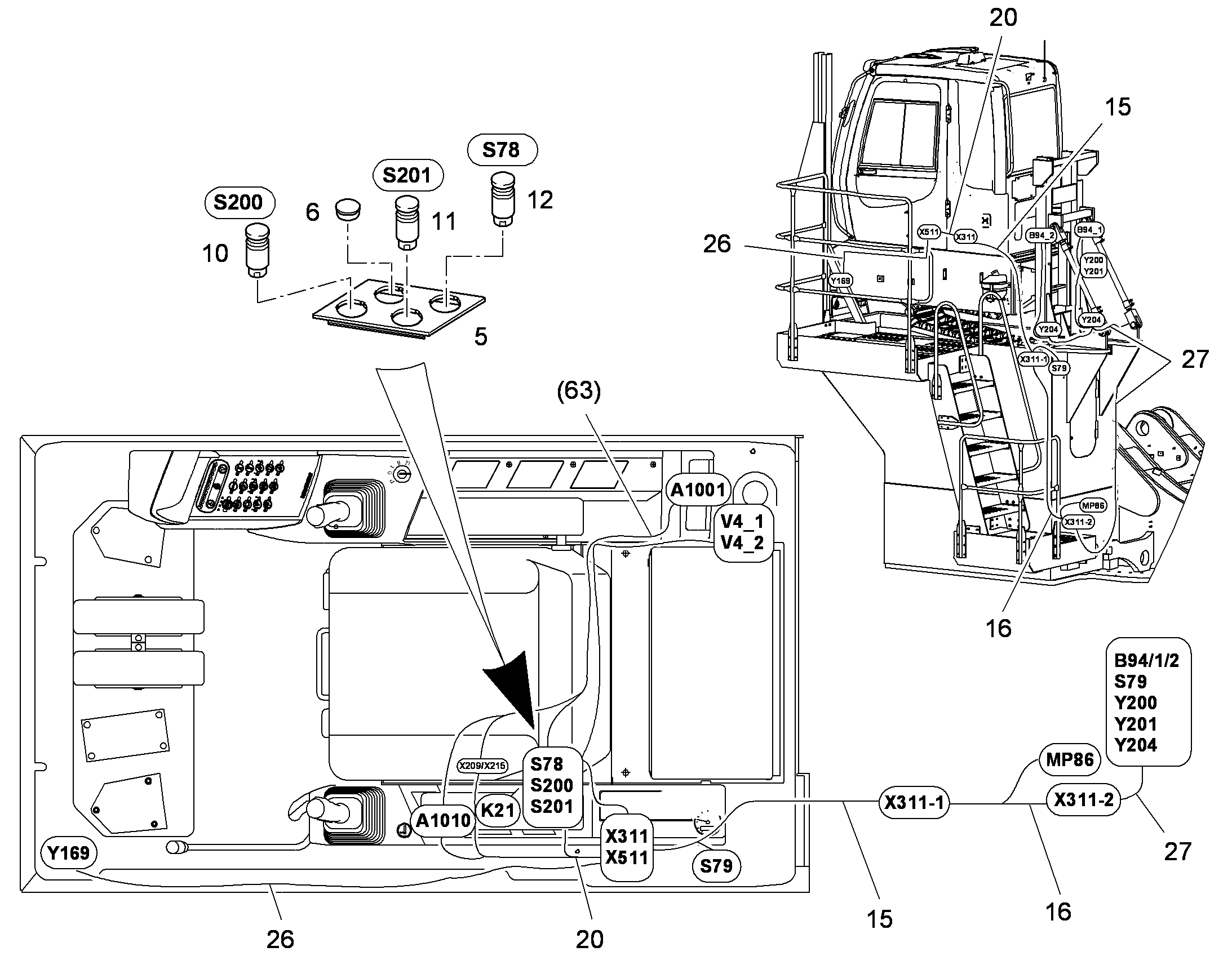 ЖГУТ КАБЕЛЕЙ КАБИНЫ 10374714 LIEBHERR