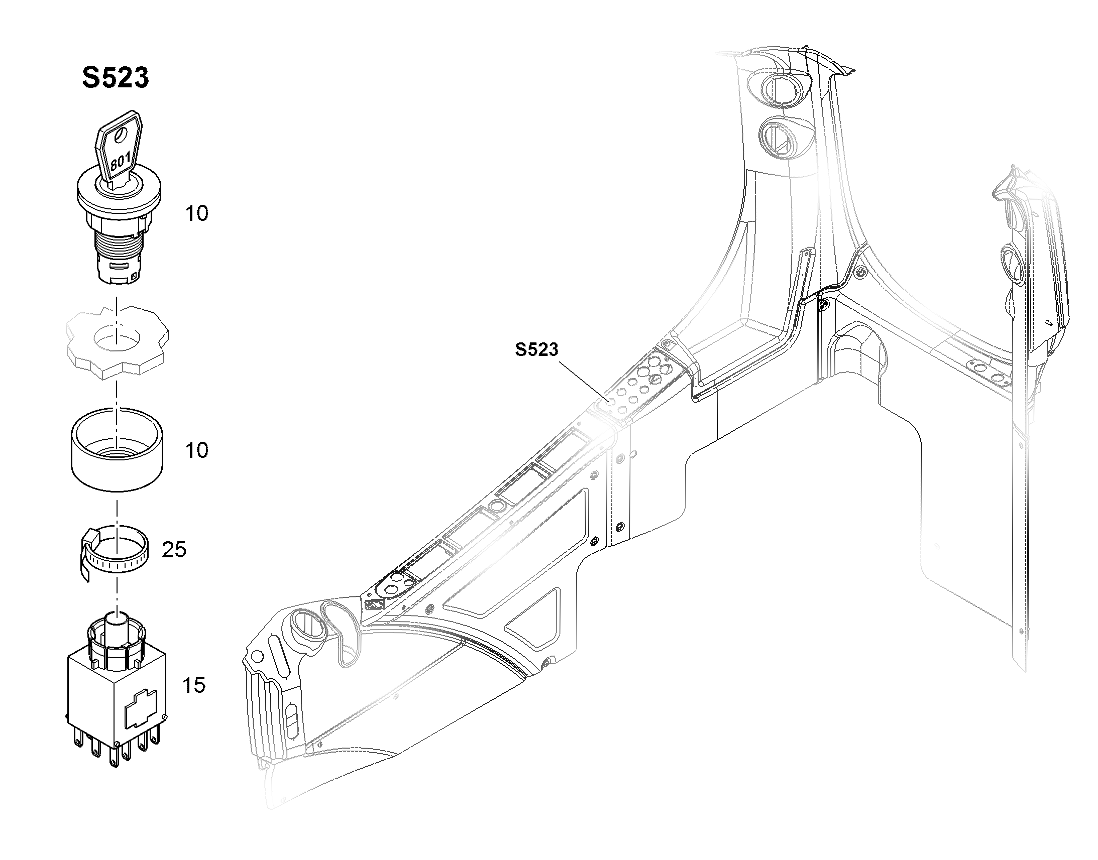 ПЕРЕКЛЮЧАТЕЛЬ С КЛЮЧОМ 12203608 LIEBHERR