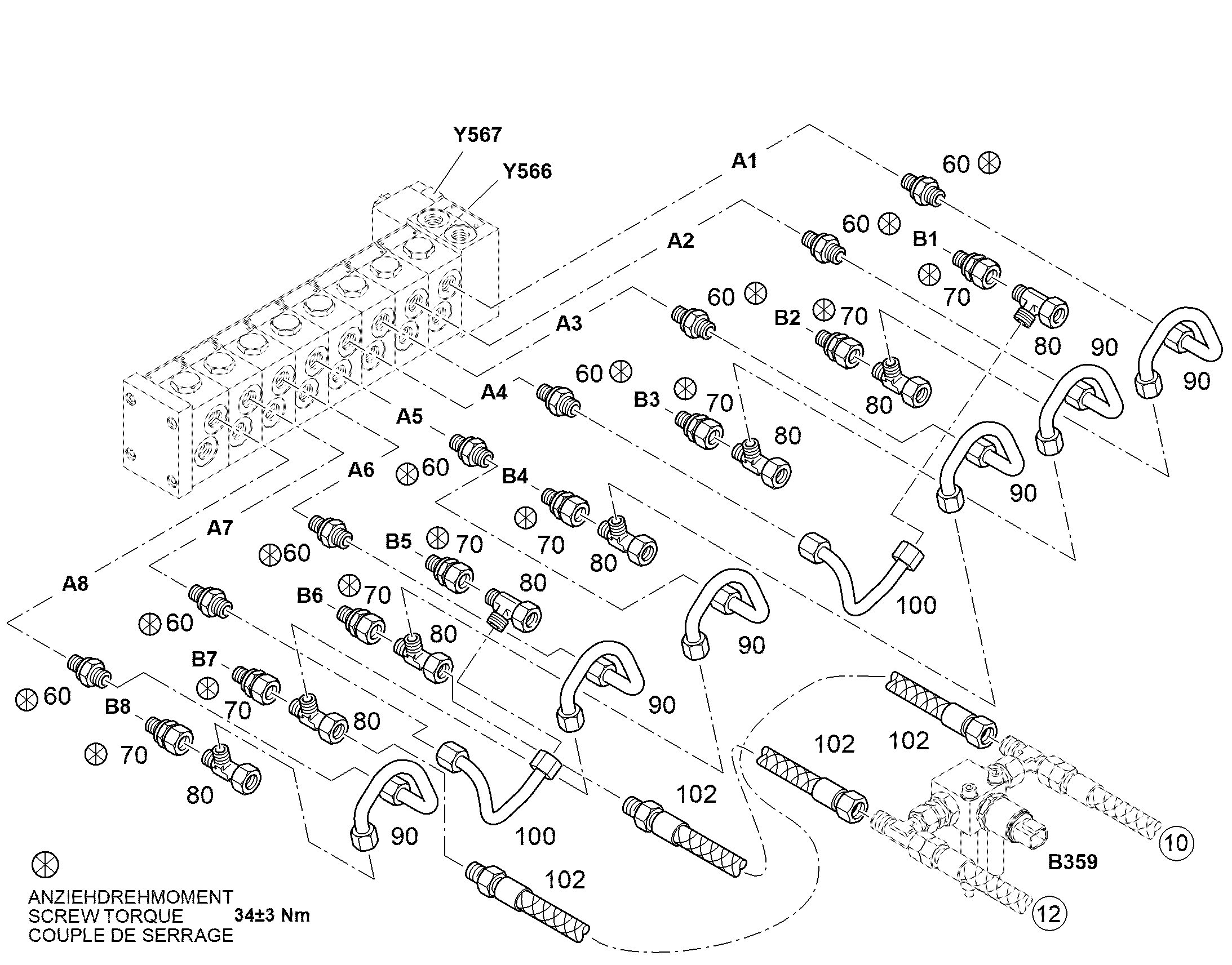 ТРУБОПРОВОД НАПОРНЫЙ 10X1 11418448 LIEBHERR