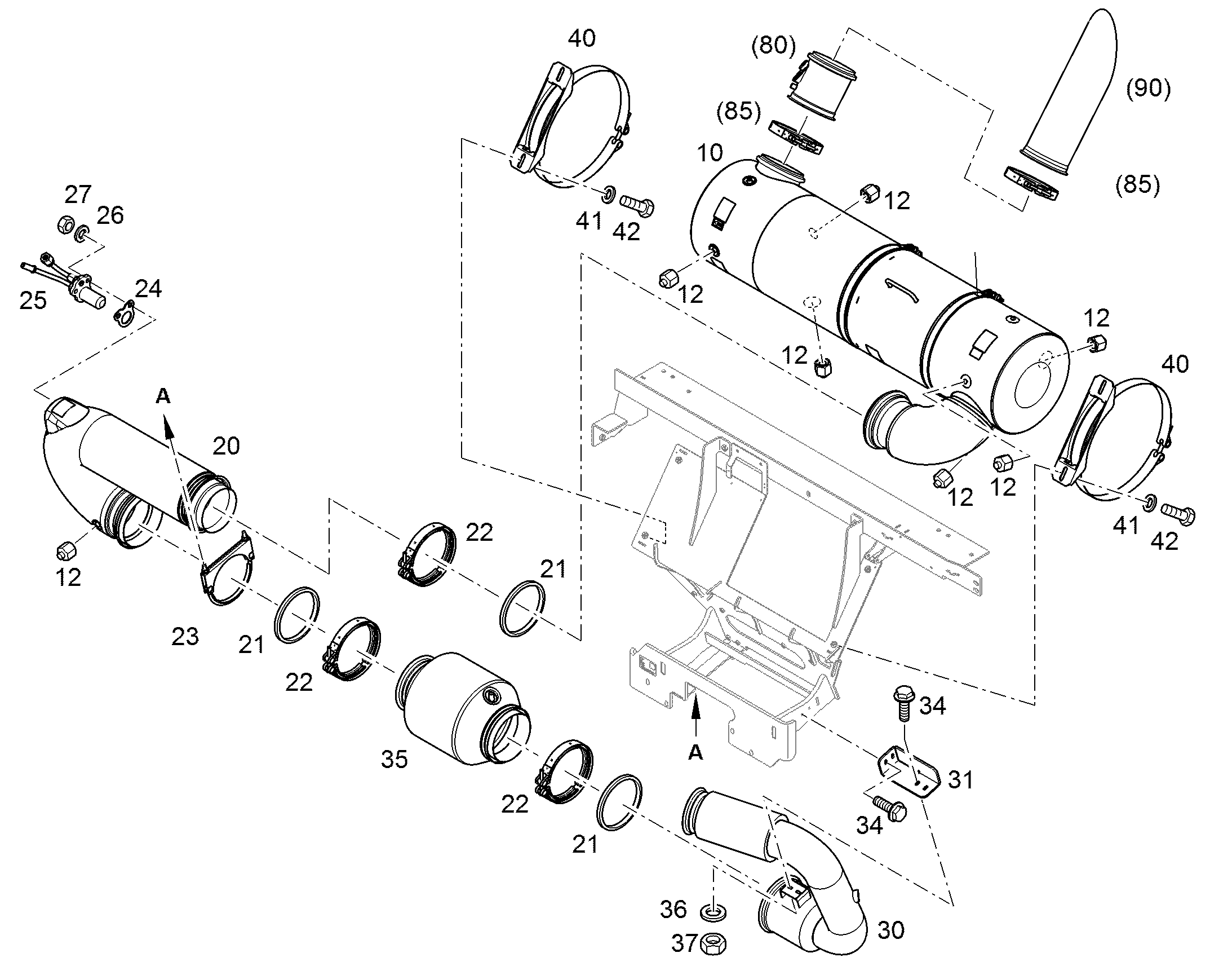 ШЛАНГ ОТХОДЯЩИХ ГАЗОВ 126.5/168.8 12484682 LIEBHERR