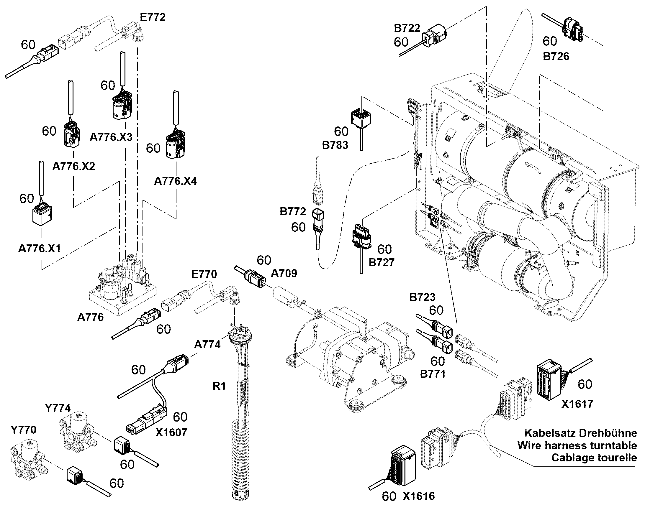 КОМПЛ.КАБЕЛЕЙ ОБРАБОТКА ОГ GRUNDGERAET-1228 12566842 LIEBHERR