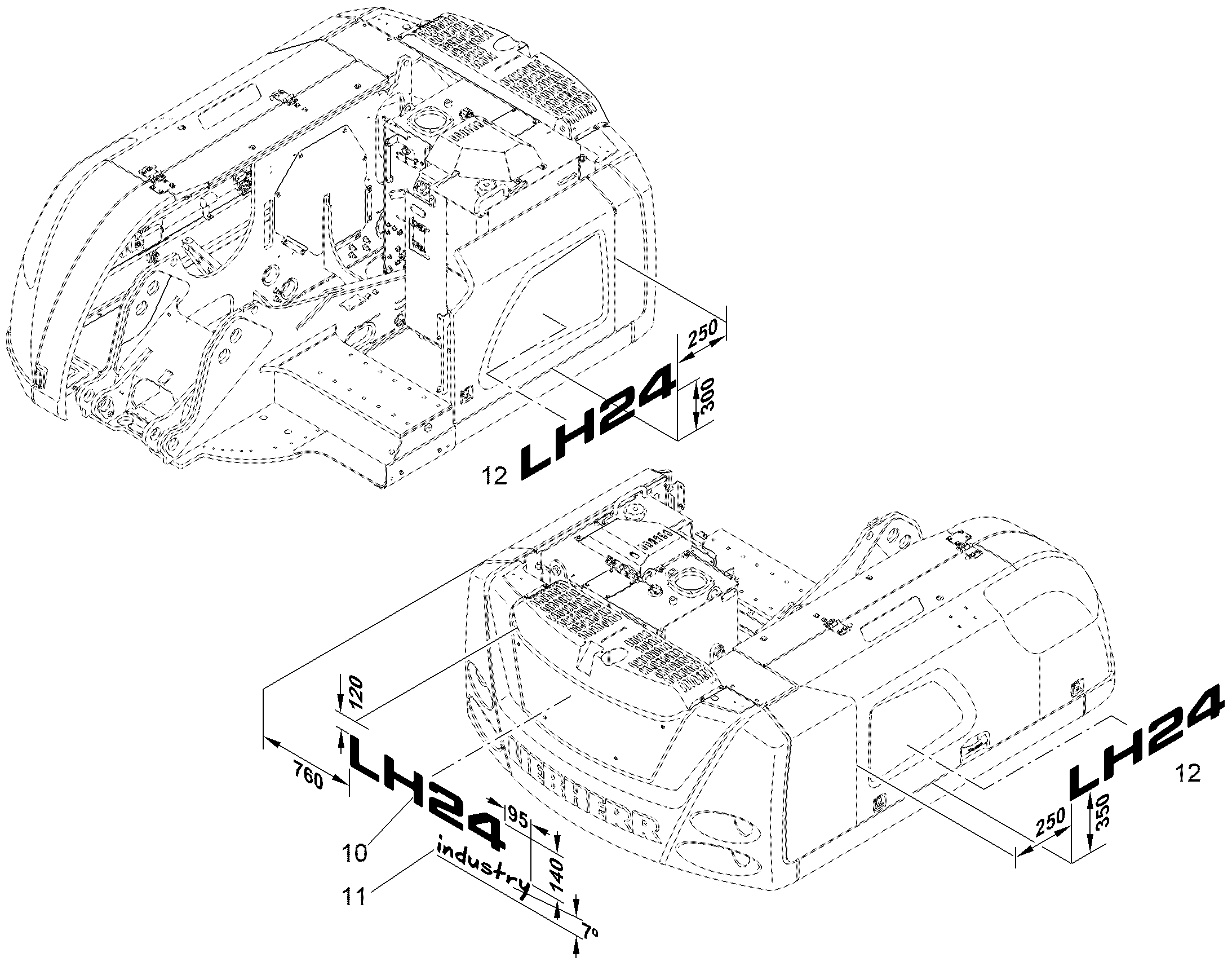 НАКЛЕЙКА LH 24 557,2mmX100mm 12826270 LIEBHERR