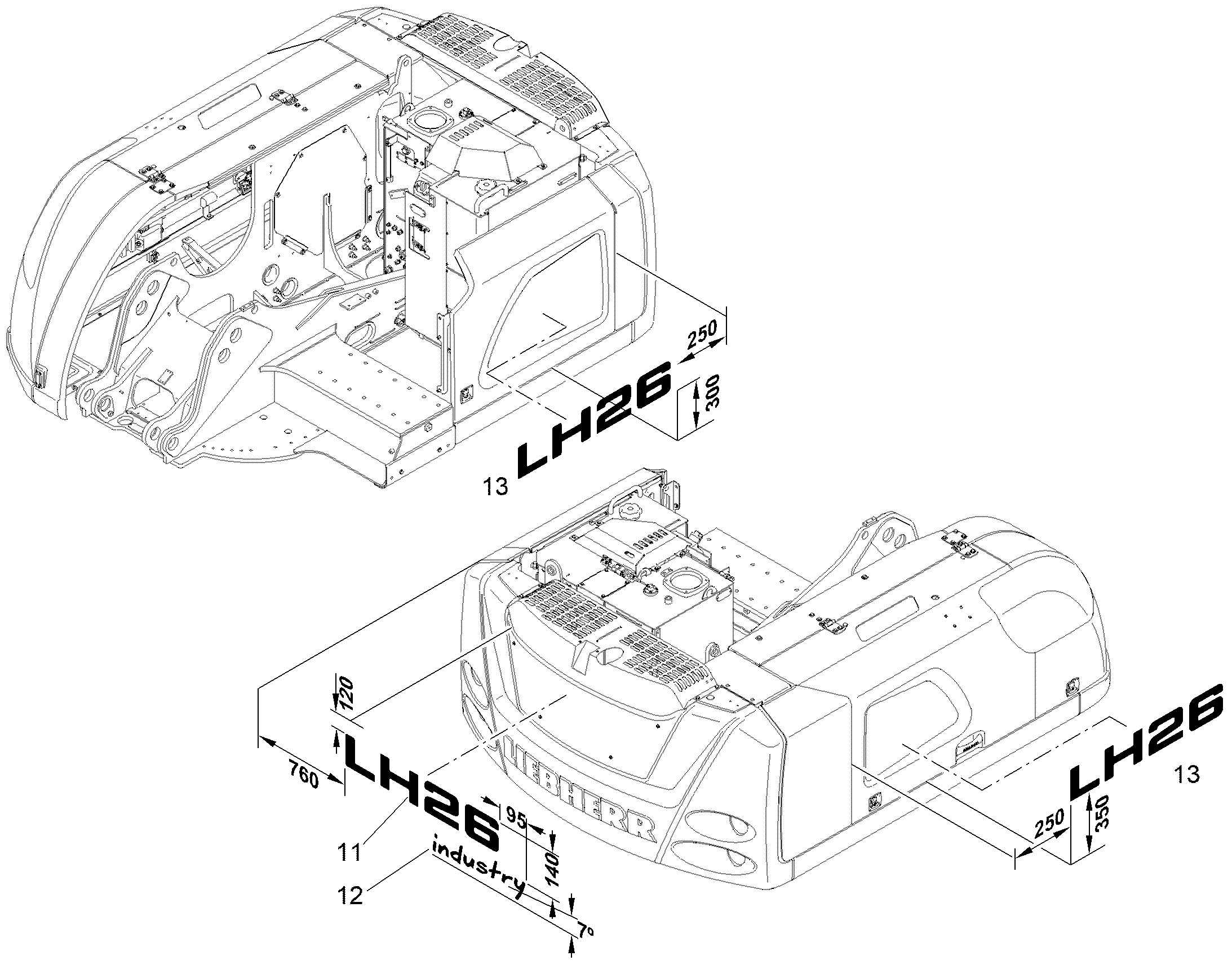 НАКЛЕЙКА LH 26 549,3mmX100mm 12826473 LIEBHERR