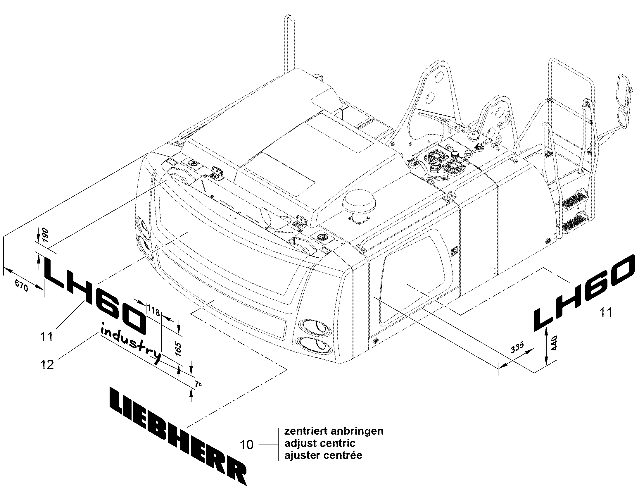 НАКЛЕЙКА LH 60 666,4mmX120mm 12827006 LIEBHERR