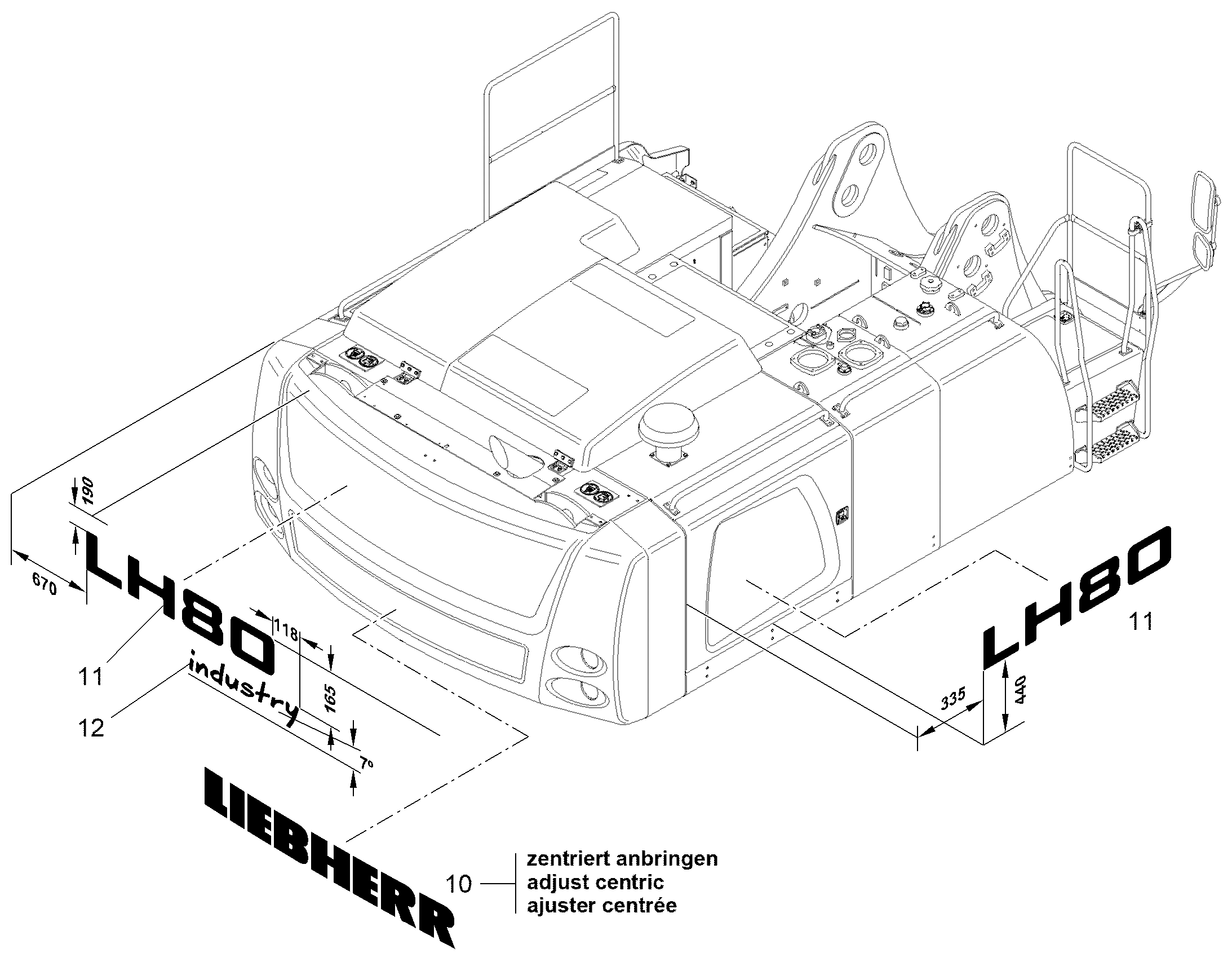 НАКЛЕЙКА LH 80 666,3mmX120mm 12833077 LIEBHERR