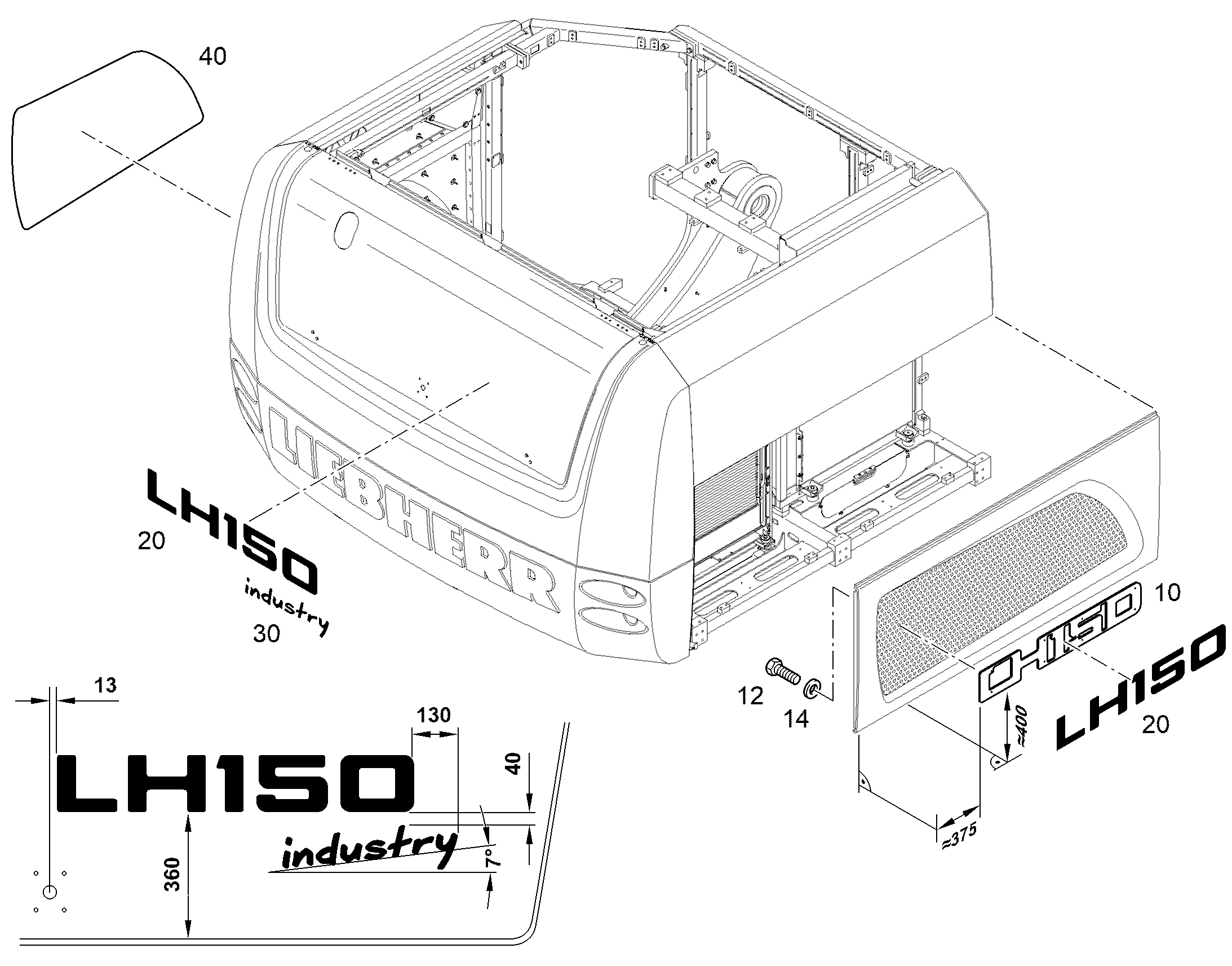 НАКЛЕЙКА LH 150 964,6mmX160mm 12833801 LIEBHERR