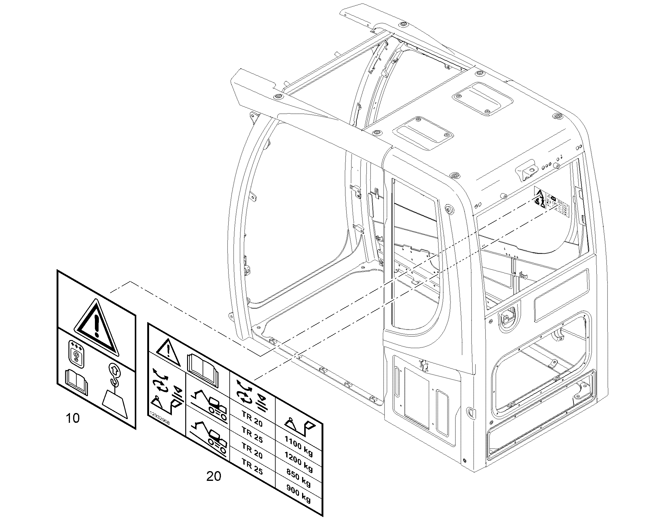 ЗНАК ПРЕДУПРЕЖДАЮЩИЙ 100mmX55mm 12932908 LIEBHERR