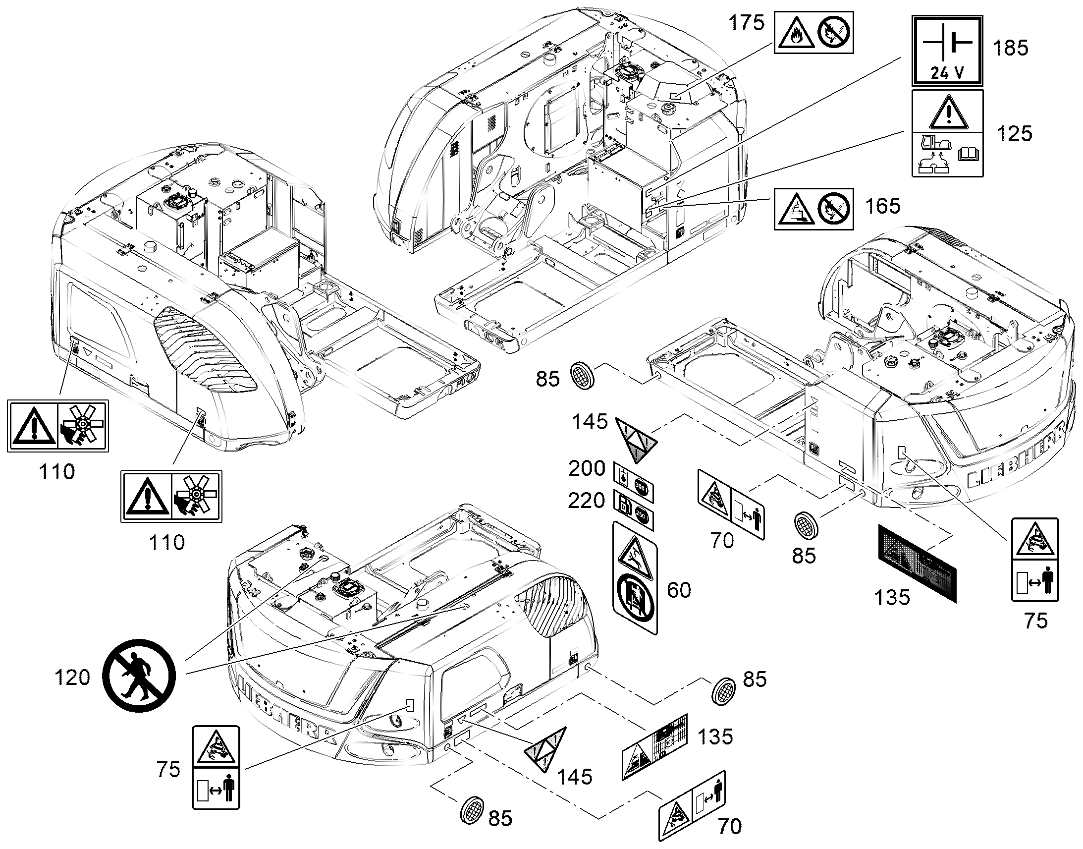 ЗНАК ПРЕДУПРЕЖДАЮЩИЙ 160mmX65mm 12980603 LIEBHERR