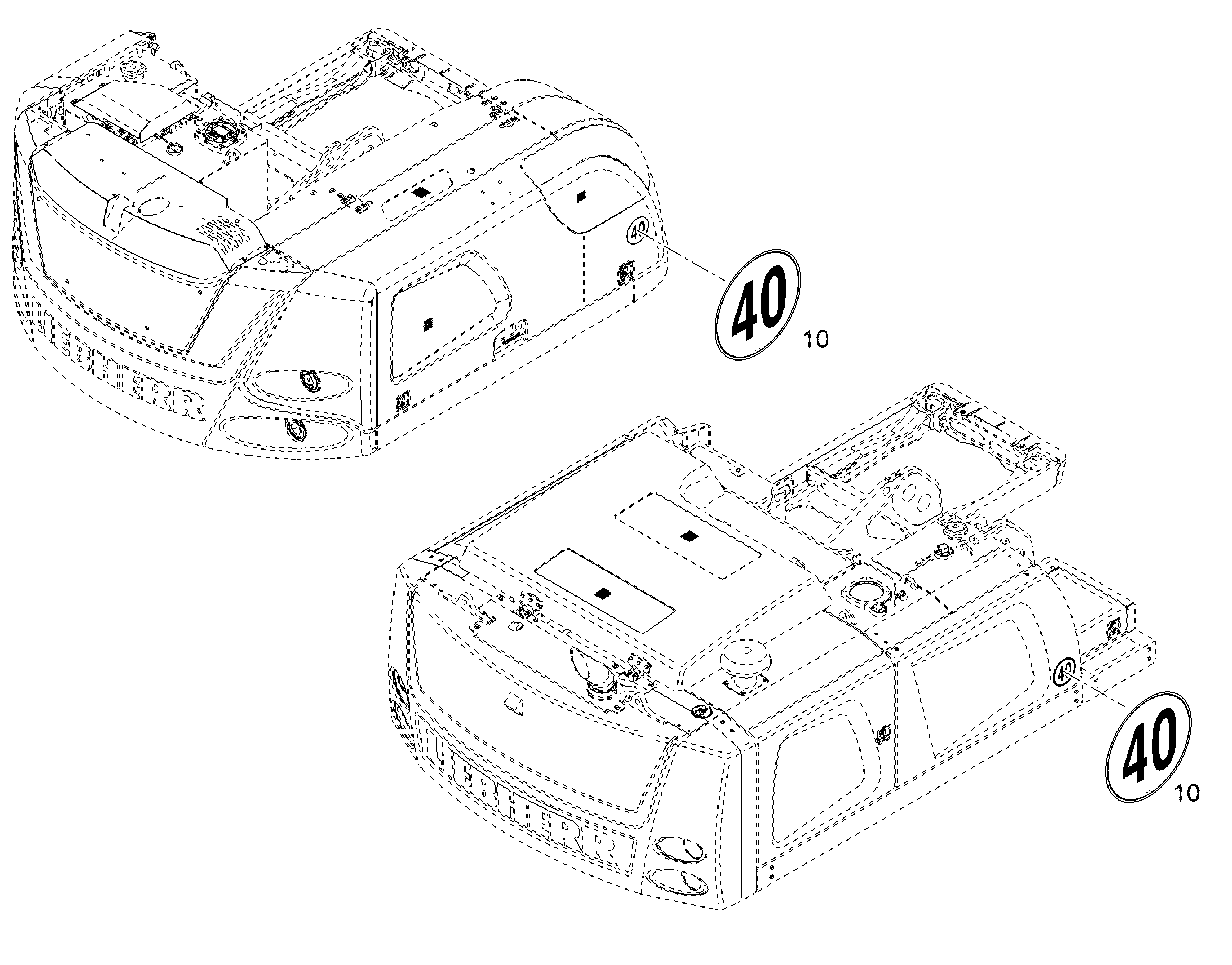 ЗНАК МАКСИМАЛЬНОЙ СКОРОСТИ 40 Ø200mm 12998744 LIEBHERR