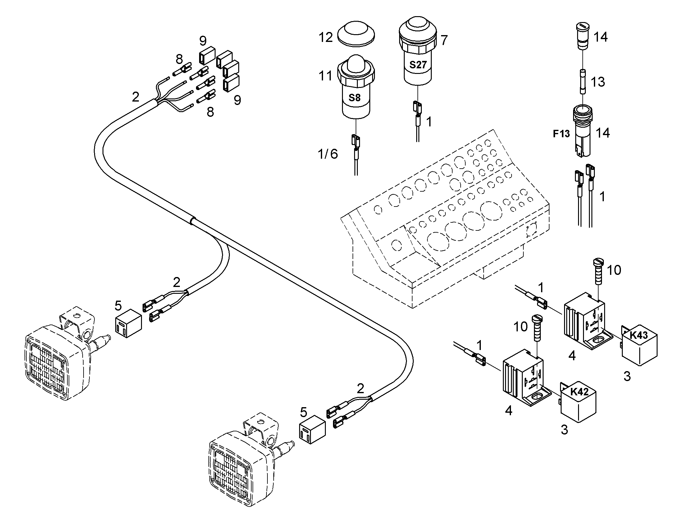 КАБ.КОМПЛ. ПЕРЕДН. ПРОЖЕКТОРОВ 9792246 LIEBHERR