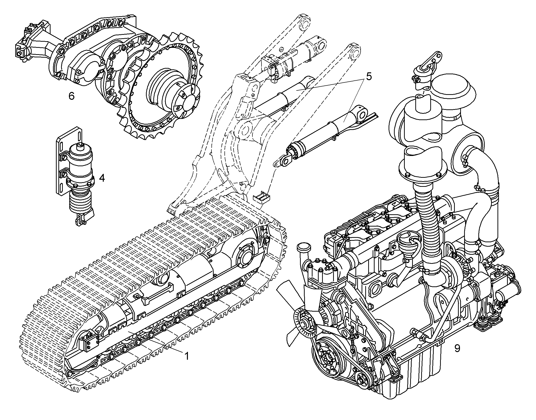 РАСПОЛОЖЕНИЕ ДВИГАТЕЛЯ 9083586 LIEBHERR