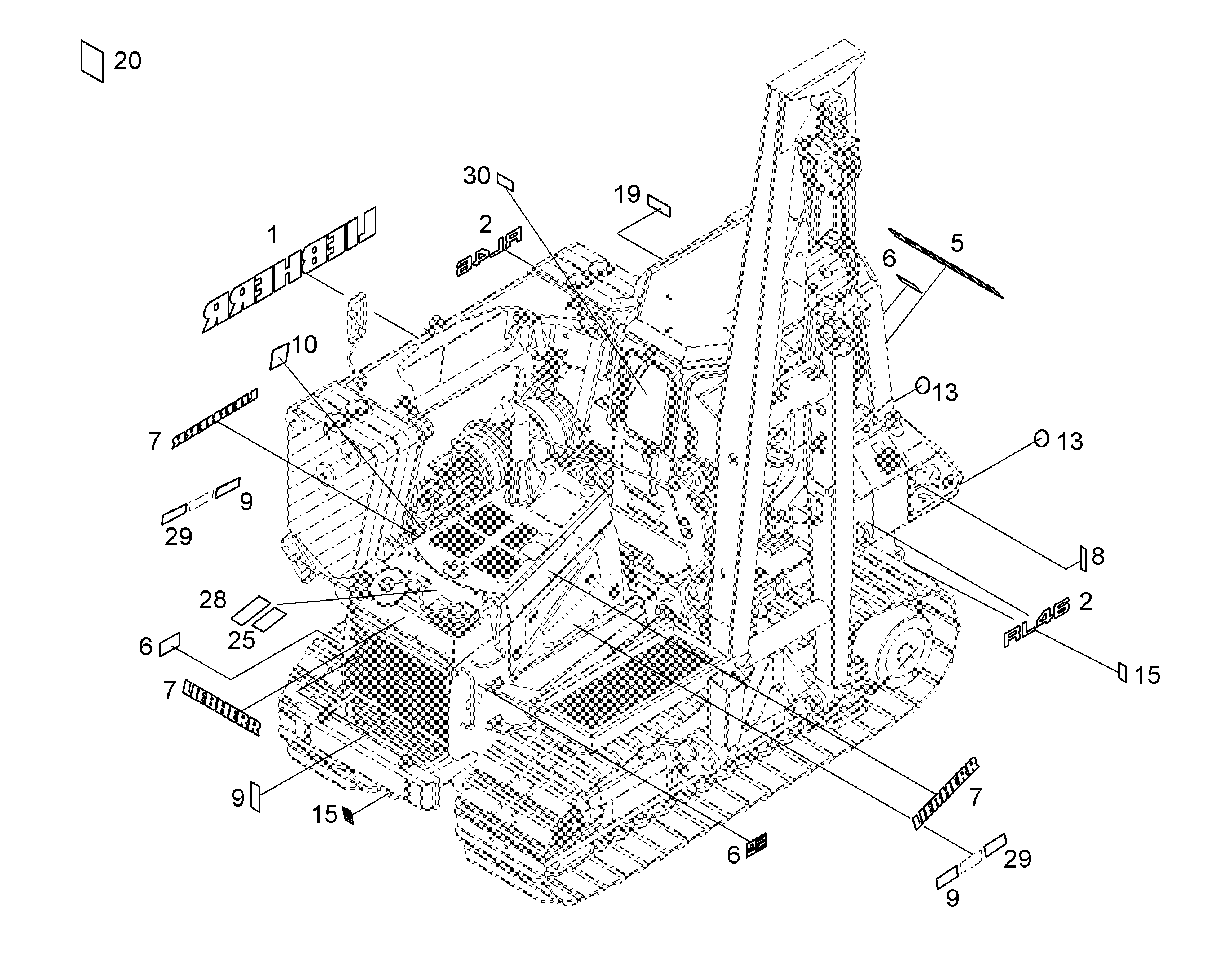 СХЕМА СМАЗКИ SCHMIERPLAN BILD RL 12472473 LIEBHERR