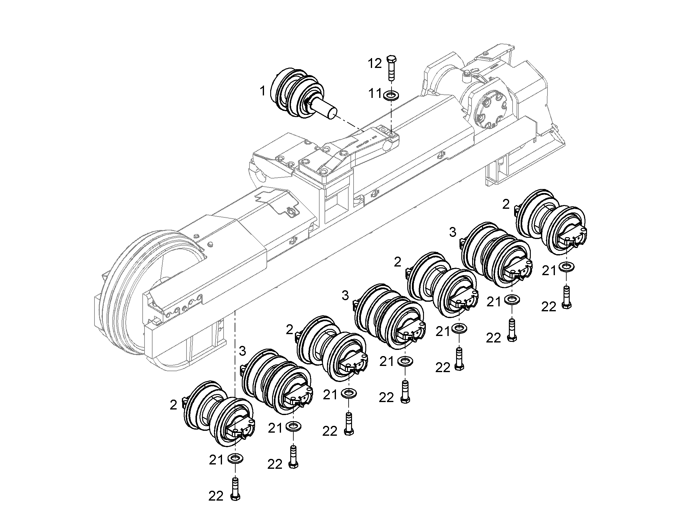 КАТОК ОПОРНЫЙ ДВУХРЕБОРДНЫЙ D5H 11341541 LIEBHERR