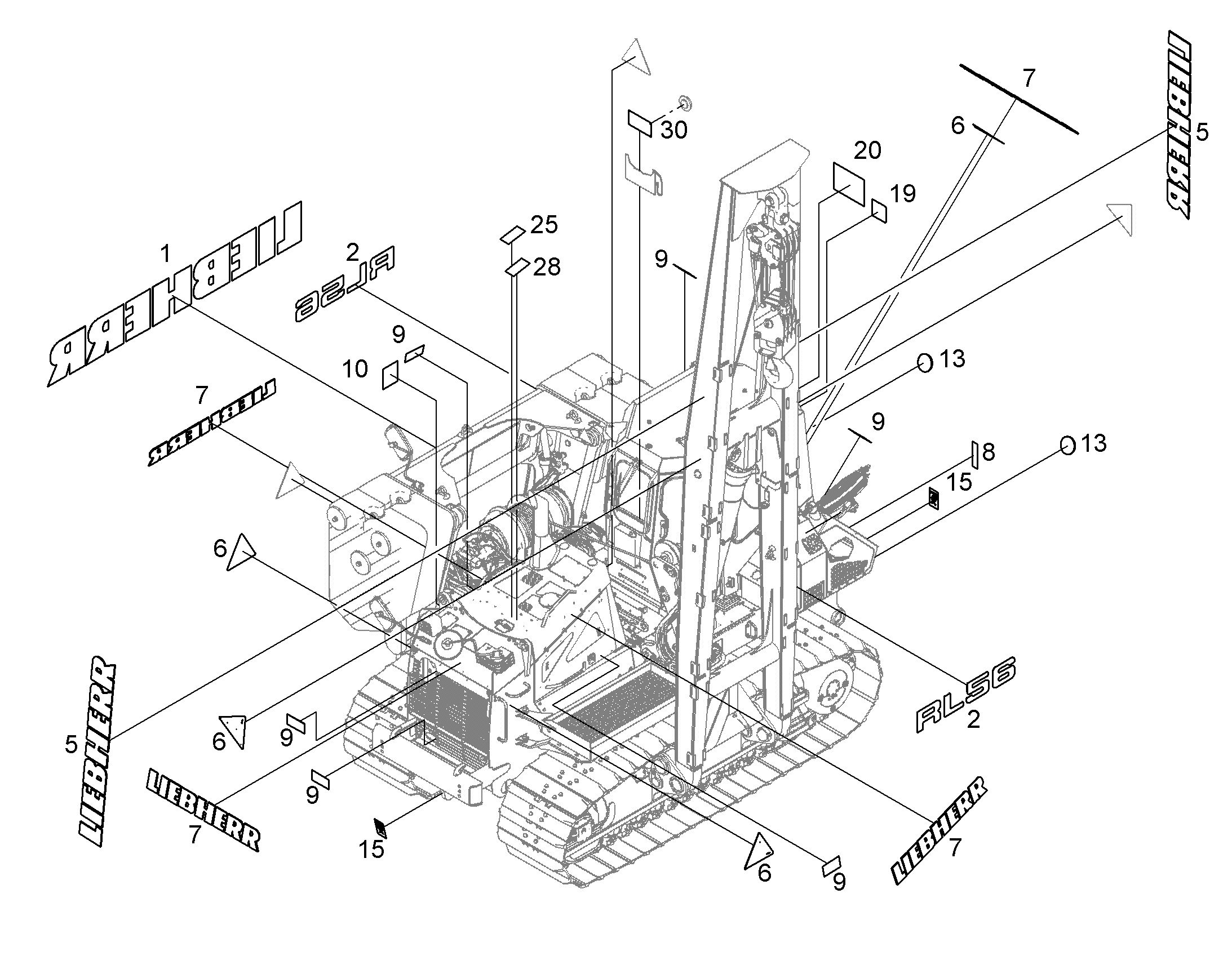 ТАБЛИЧКА RL56 645mmX125mm 12825998 LIEBHERR