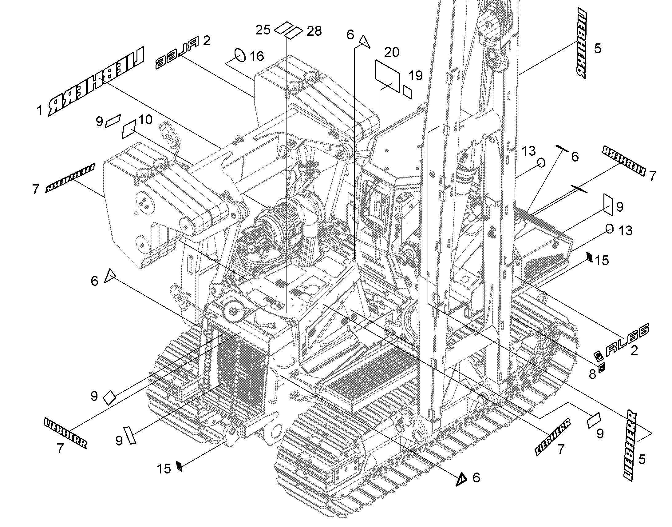 СХЕМА СМАЗКИ SCHMIERPLAN BILD RL 297mmX210m 12453896 LIEBHERR