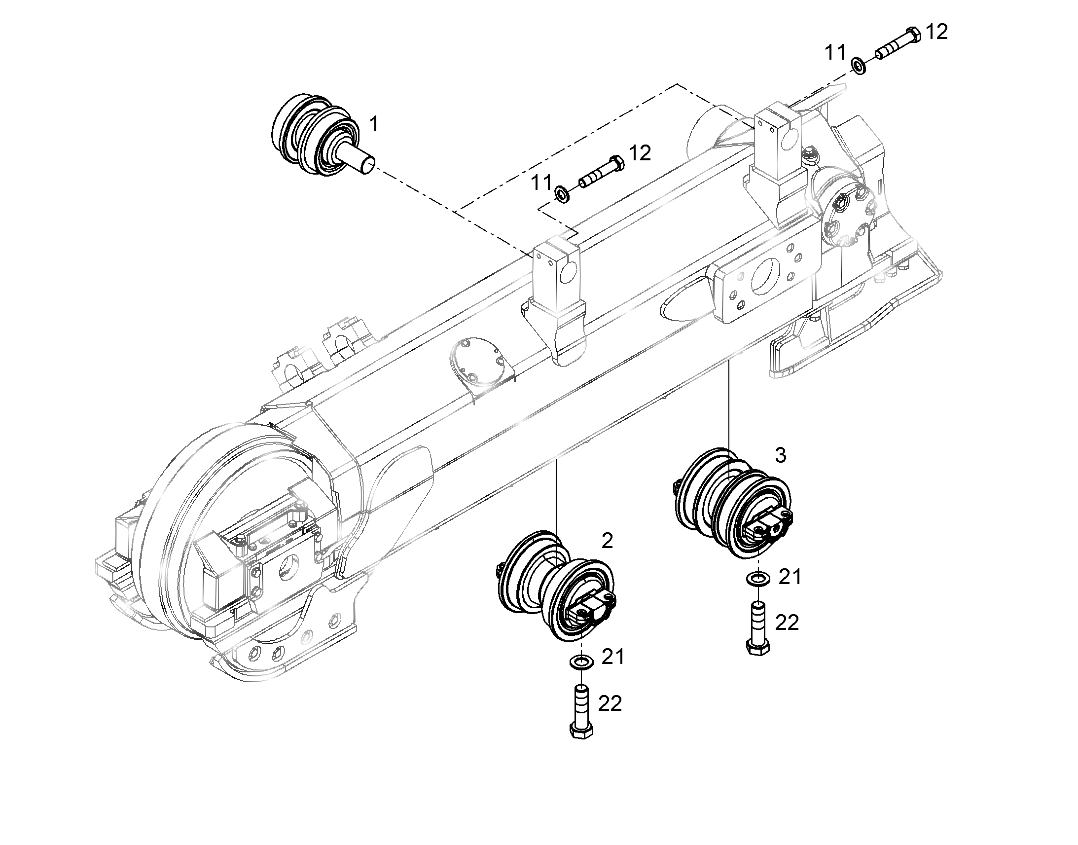 КАТОК ОПОРНЫЙ ДВУХРЕБОРДНЫЙ D7F 10651763 LIEBHERR