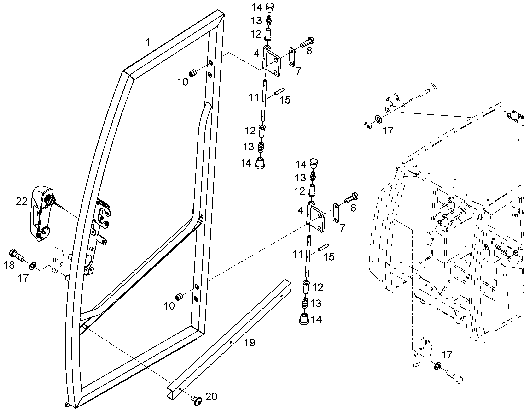 FRAME DOOR RIGHT 12564708 LIEBHERR