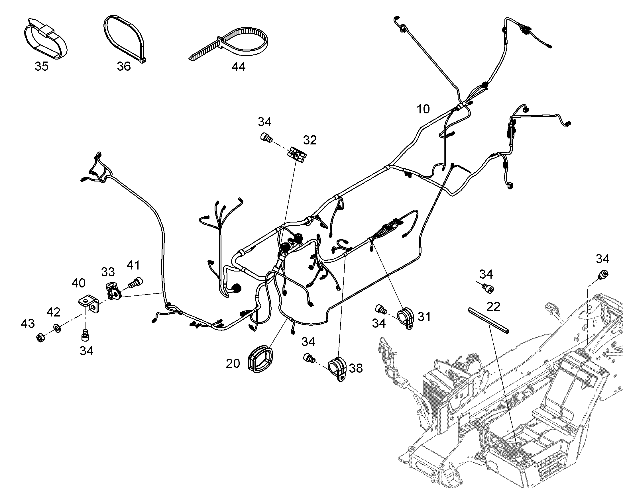 КОМПЛЕКТ ПРОВОДОВ ШАССИ W-PF3-P-G 12856999 LIEBHERR