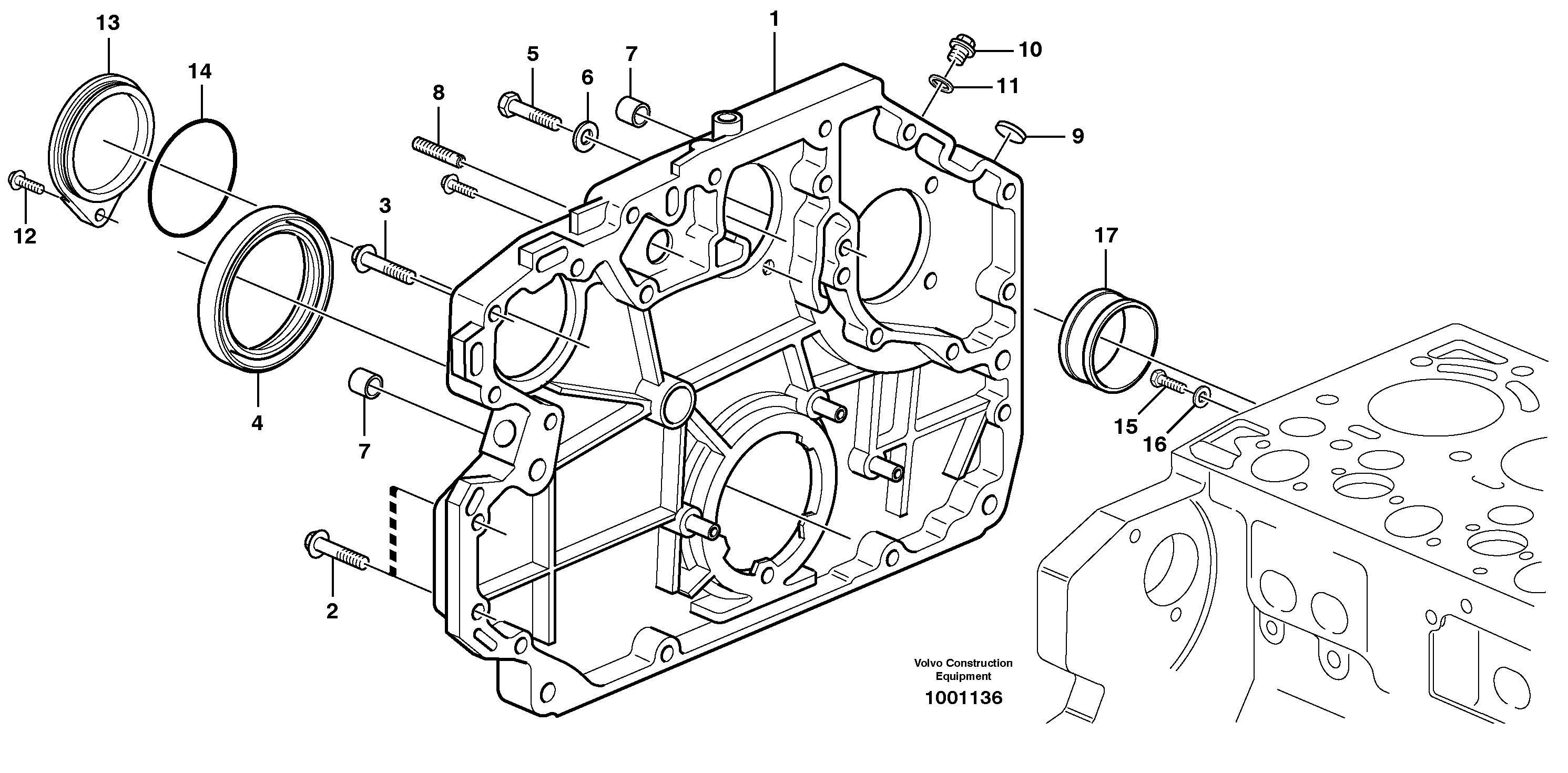 Timing gear cover VOE21067425 VOLVO