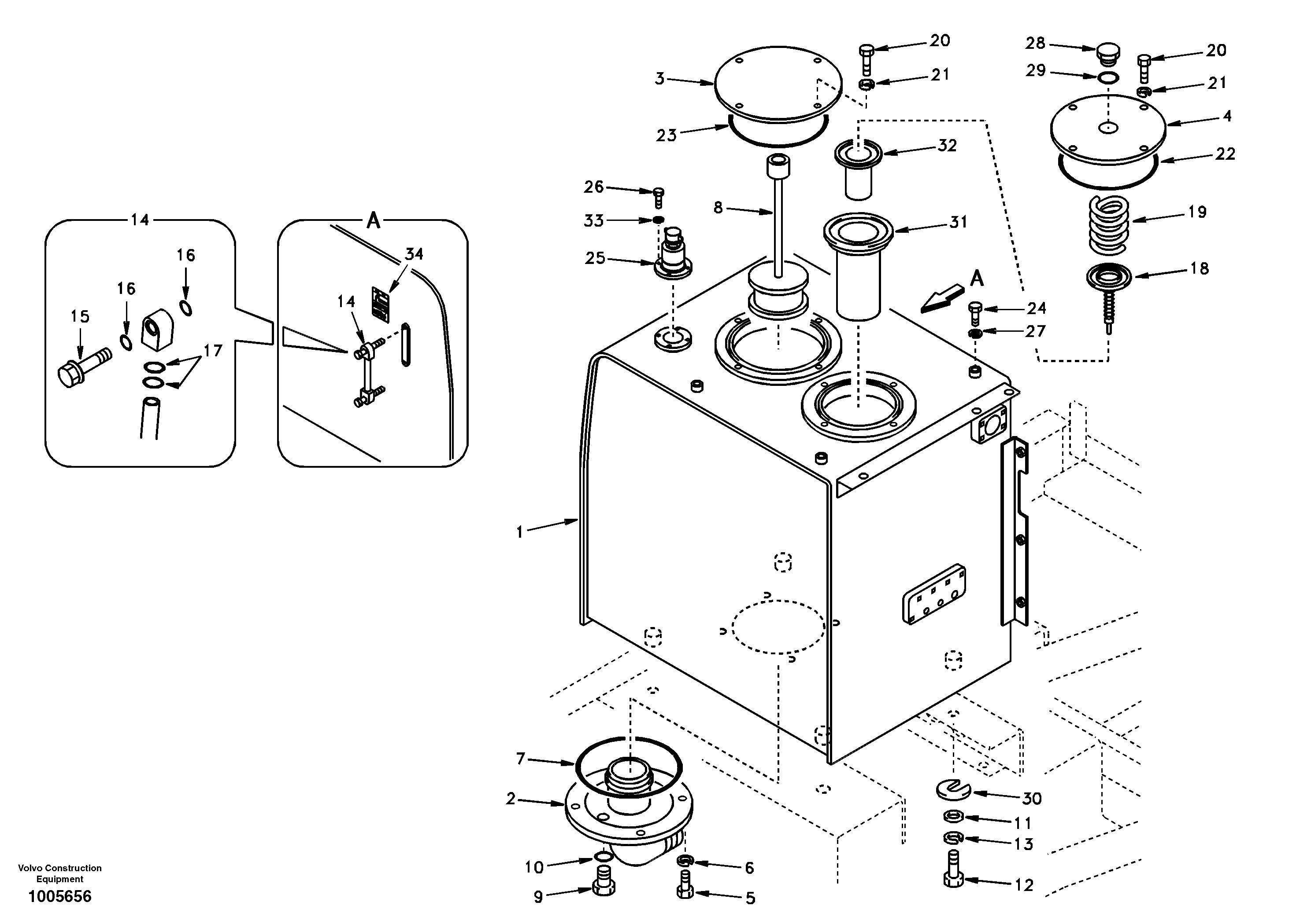 Hydr fluid tank SA1141-02100 VOLVO