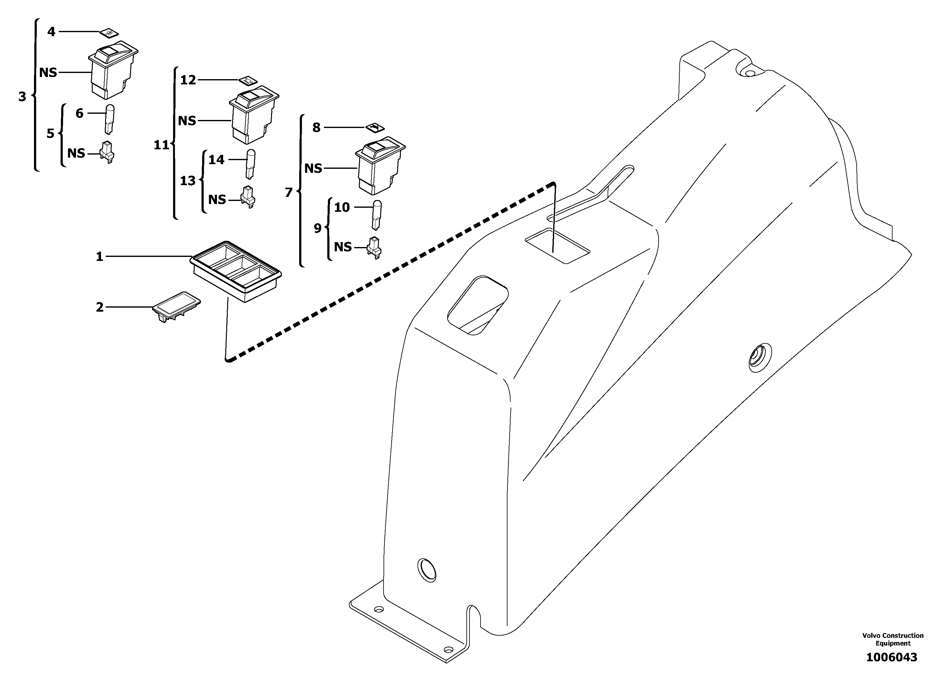 Rocker Switch VOE11803452 VOLVO