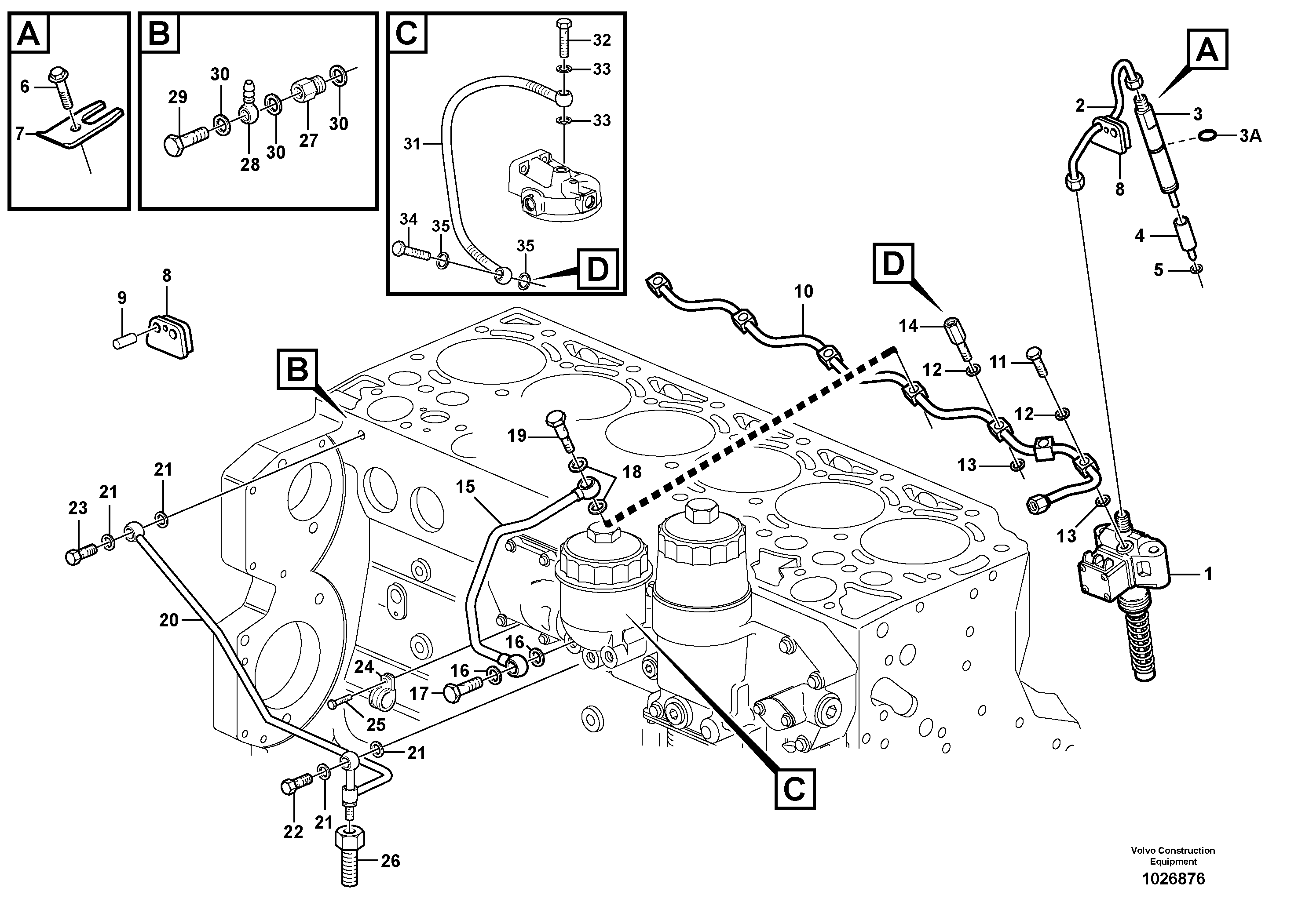 Fuel pipe VOE20565704 VOLVO